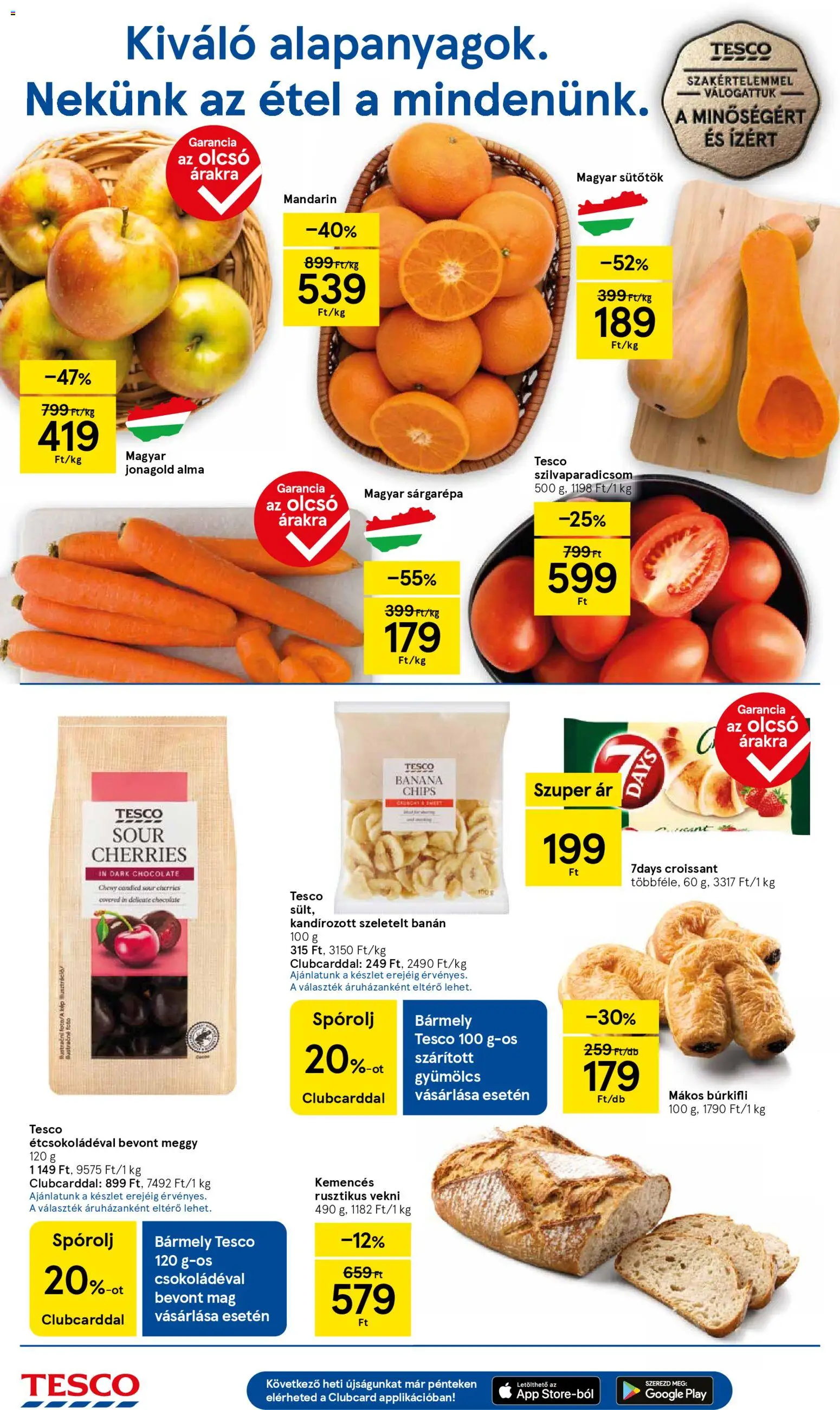 Tesco akciós ujság - amely érvényes a következő dátumtól: 30.10.2025 | Oldal: 2 | Termékek: Croissant, Gyümölcs, Alma, Mandarin