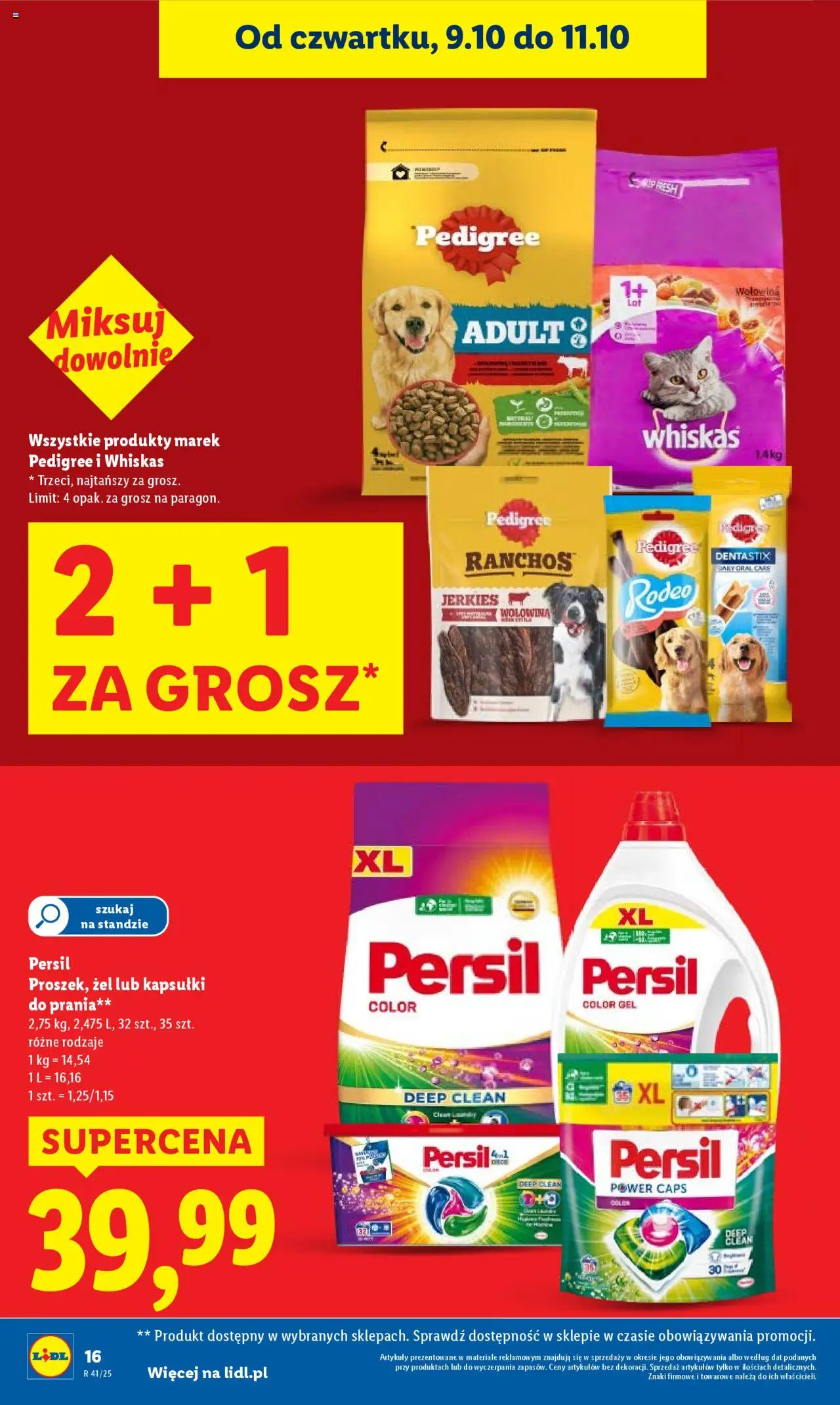 Lidl Gazetka od 09.10.2025 | Strona: 16 | Produkty: Persil, Pedigree, Wołowina, Detergent