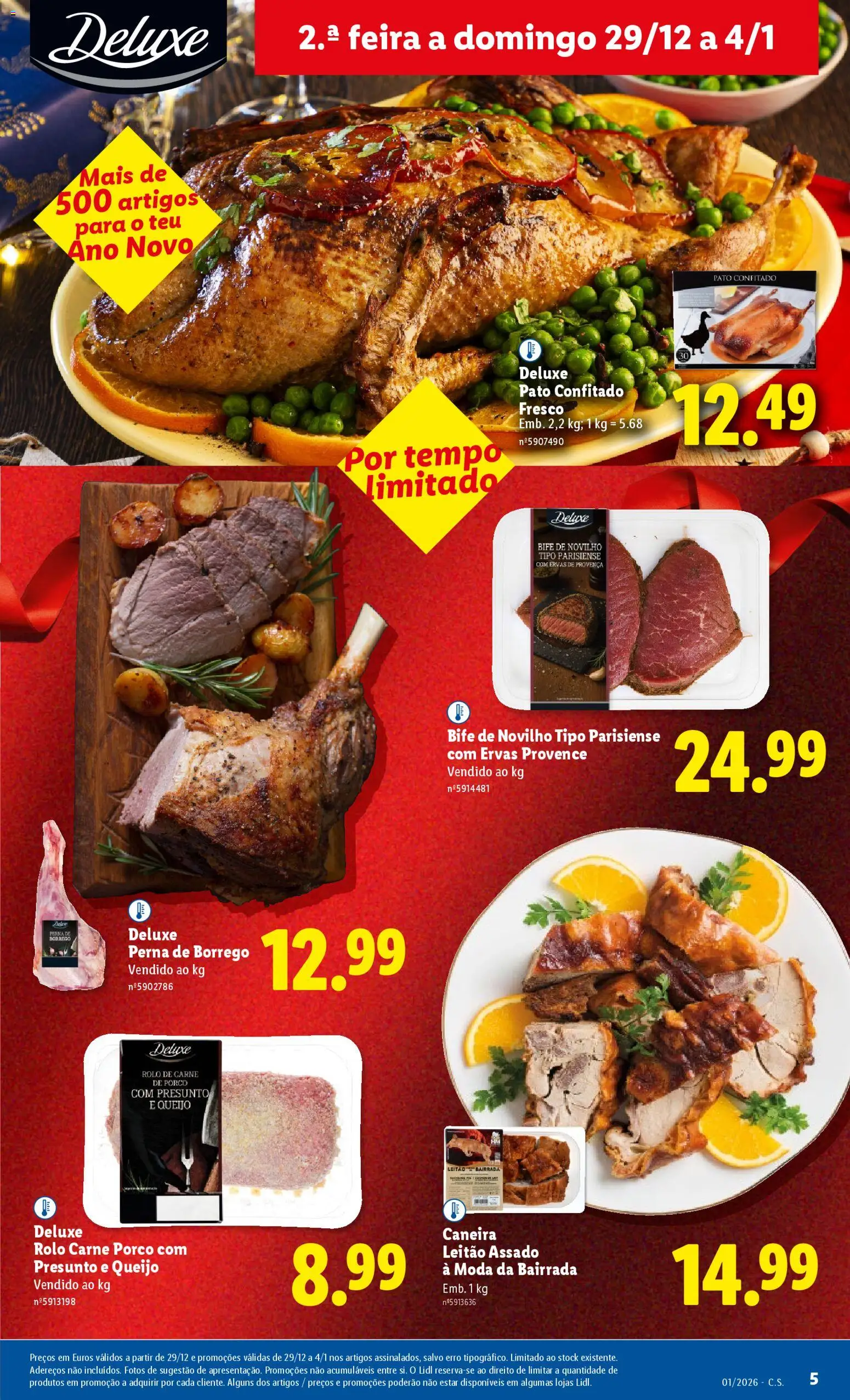 Lidl folheto │ válido de 29.12.2025 | Página: 5 | Produtos: Queijo, Presunto, Carne de porco, Carne