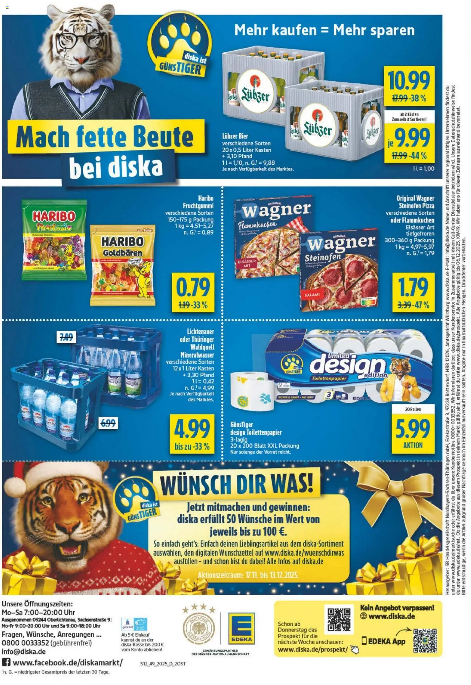 Diska - Diska Angebote Sachsen-Thüringen KW49 – gültig ab 01.12.2025 | Seite: 12 | Produkte: Bier, Mineralwasser, Lubzer, Toilettenpapier