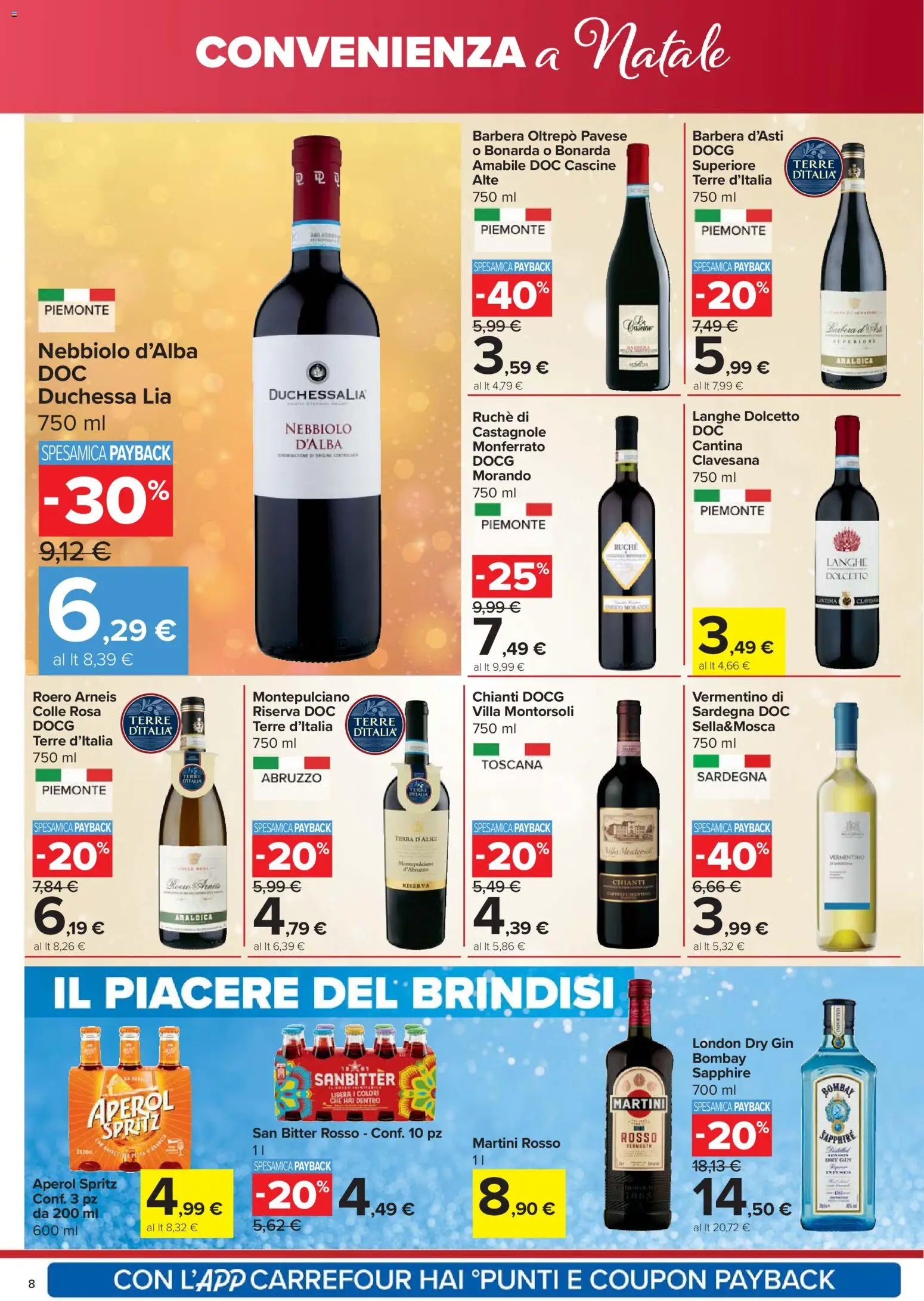 Volantino Carrefour del 18.12.2025 | Pagina: 8 | Prodotti: Gin, Aperol, Terra
