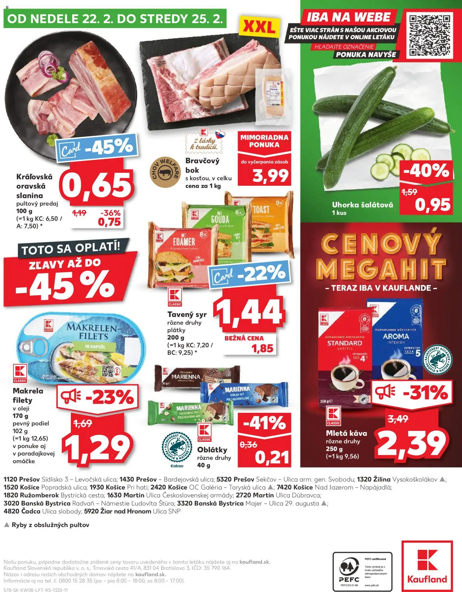 Nové Kaufland akcie – leták je platný od 19.02.2026 | Strana: 78 | Produkty: Syr, Káva, Slanina, Gouda