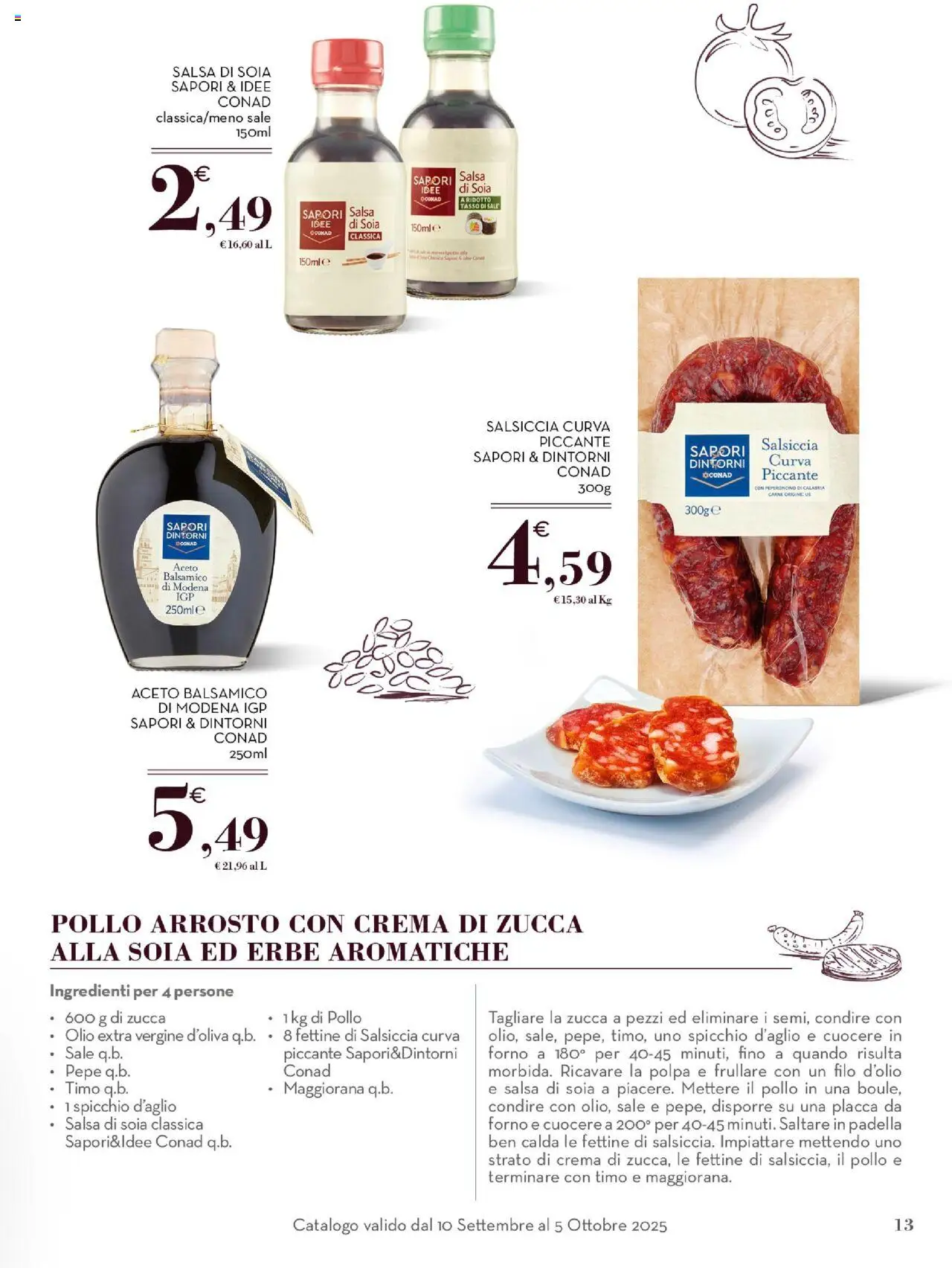 Volantino Conad del 10.09.2025 | Pagina: 13 | Prodotti: Pollo, Pepe, Aceto, Forno