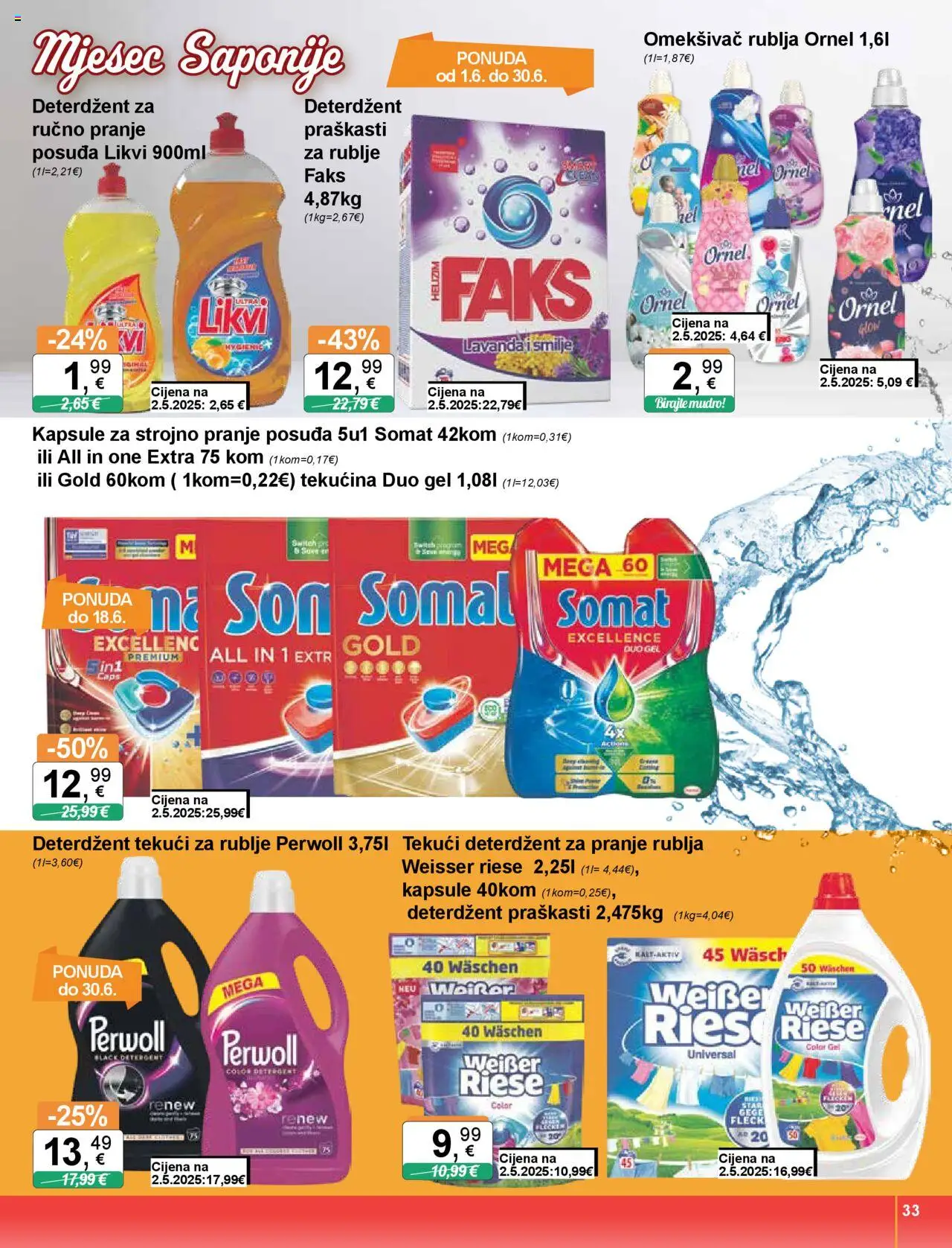 KTC katalog | vrijedi od 05.06.2025 | Stranica: 33 | Proizvodi: Deterdžent za pranje rublja, Deterdžent, Tekući deterdžent, Somat