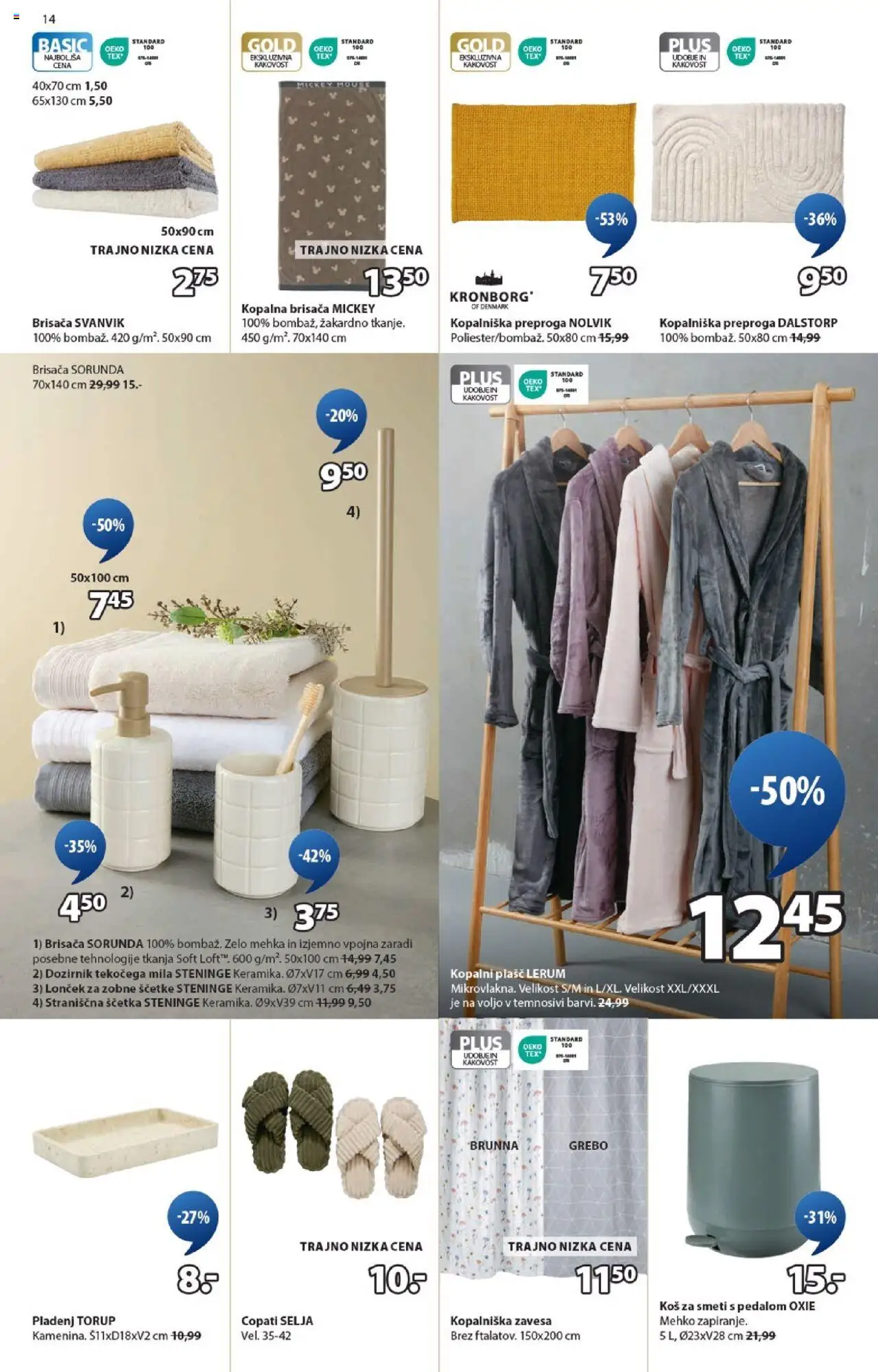 JYSK katalog │ velja od 20.08.2025 | Stran: 14 | Izdelki: Kopalniška zavesa, Kopalna brisača, Plasc, Copati