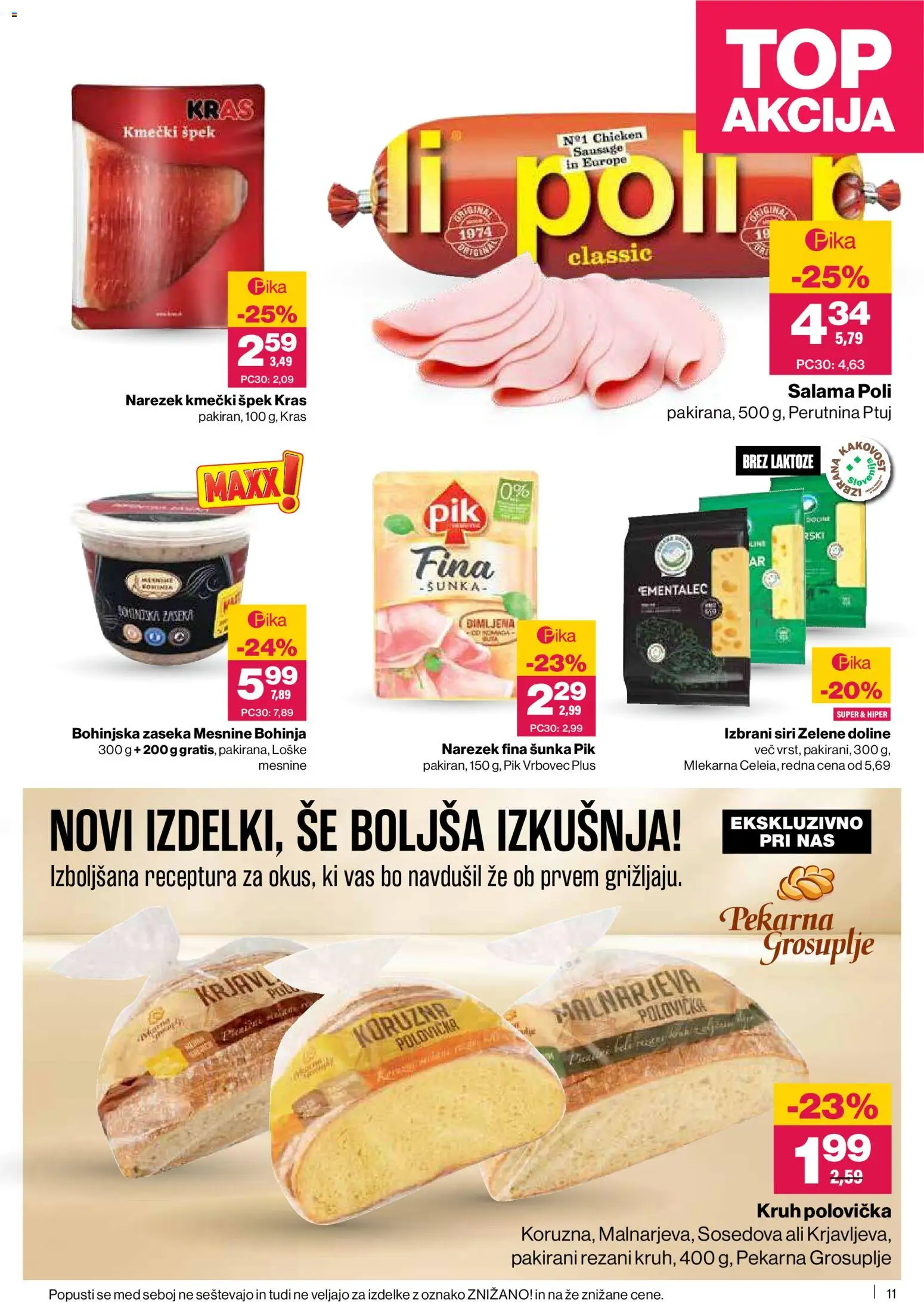 Novi Mercator katalog ponudbe – veljaven od 08.01.2026 | Stran: 11 | Izdelki: Ementalec, Narezek, Kruh, Sunka