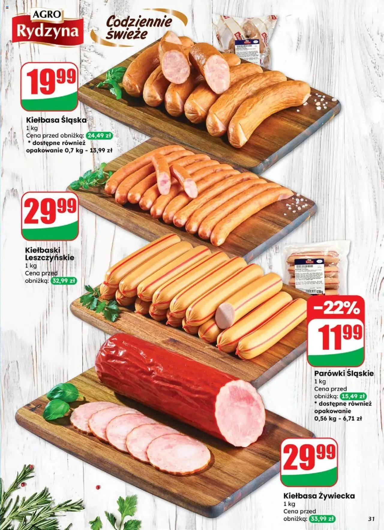 Dino Gazetka od 15.10.2025 | Strona: 31 | Produkty: Kiełbasa, Parówki, Kiełbaski, Kiełbasa śląska
