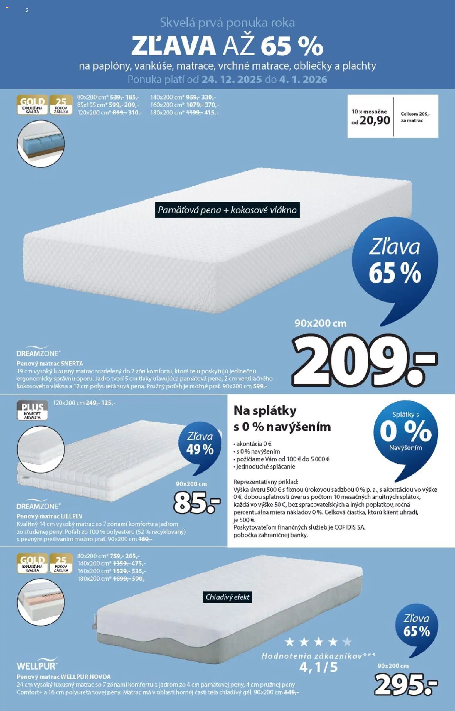 Nové JYSK akcie – leták je platný od 24.12.2025 | Strana: 2 | Produkty: Matrac, Obliečky