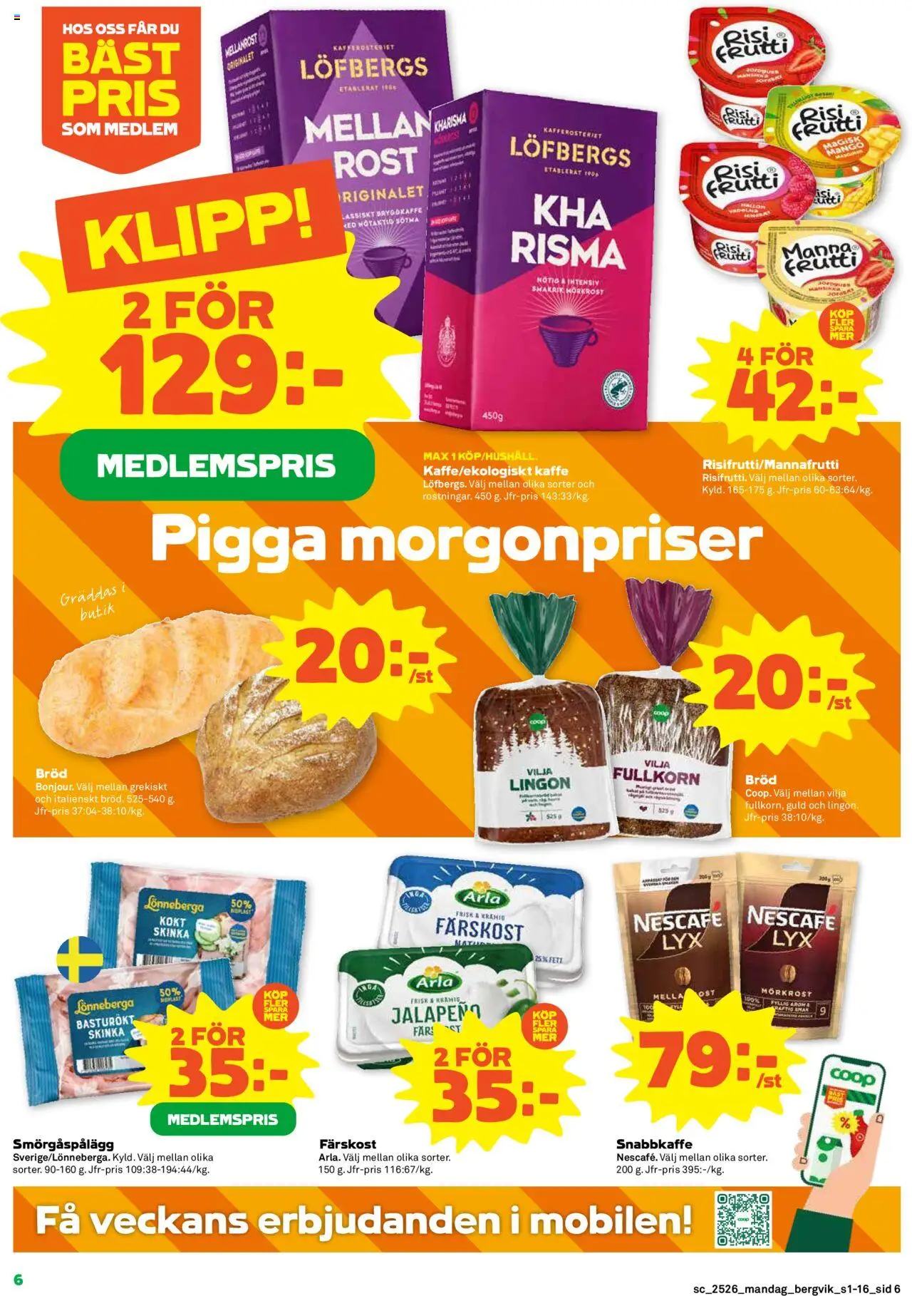 Stora Coop reklamblad aktuell från 23.06.2025 | Sida: 6 | Produkter: Smörgåspålägg, Kaffe, Skinka, Mango