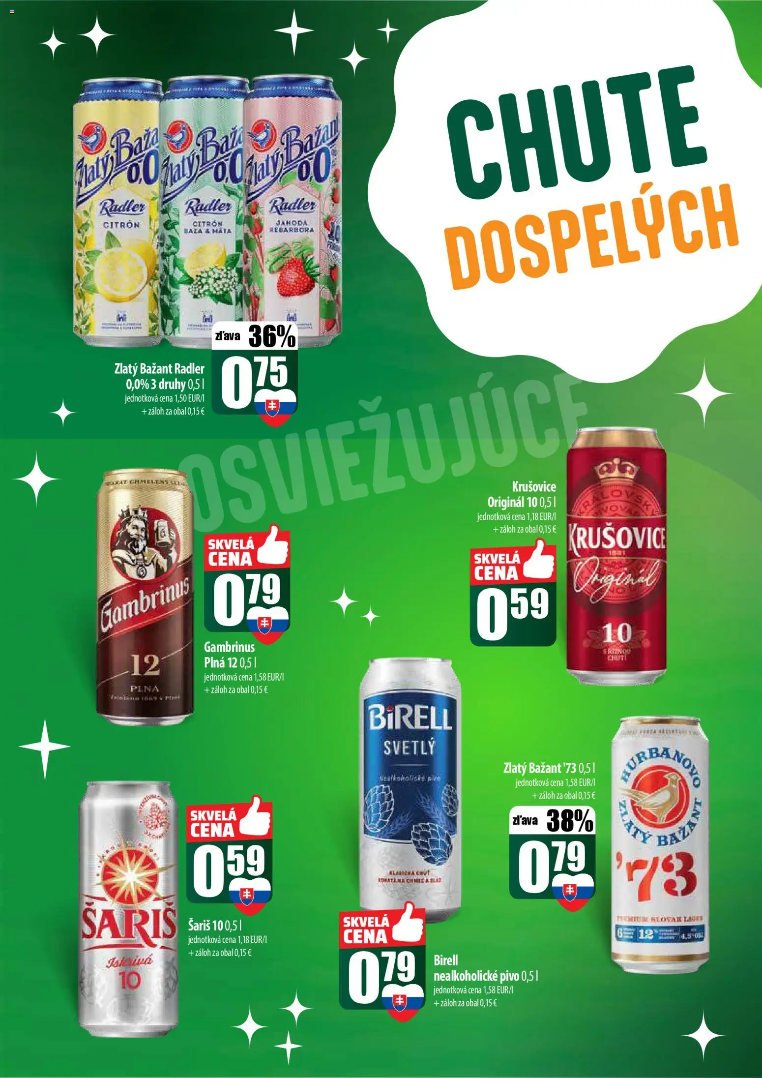 Nové COOP Jednota akcie – leták je platný od 18.12.2025 | Strana: 52 | Produkty: Rebarbora, Birell, Krušovice, Zlatý Bažant