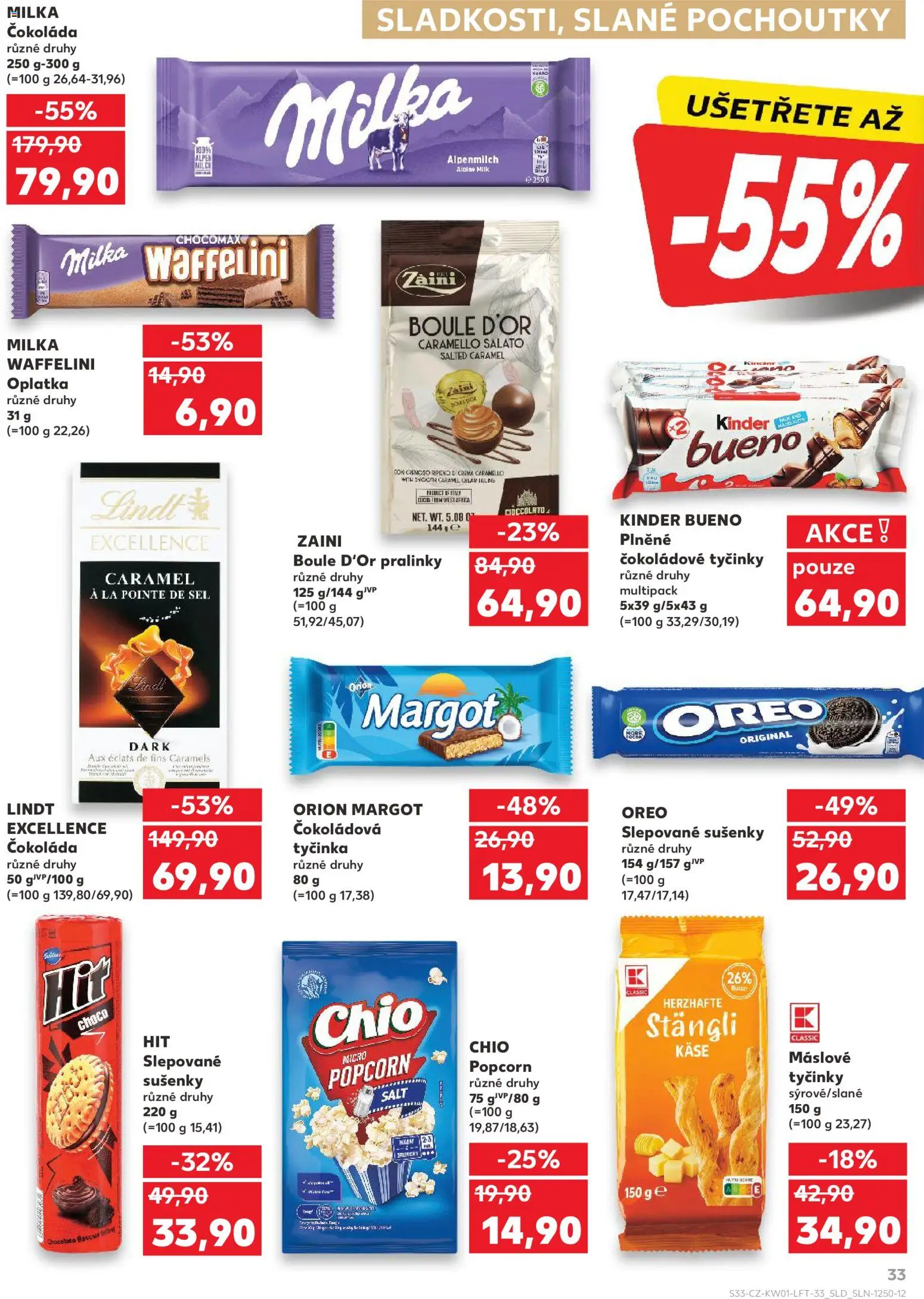 Kaufland leták - Chomutov od 02.01.2026 | Strana: 33 | Produkty: Máslové sušenky, Lindt, Popcorn, Oreo