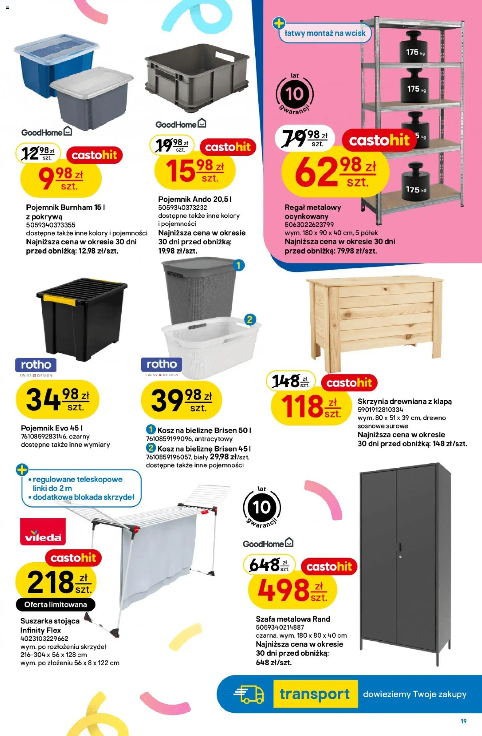 Castorama gazetka od 07.04.2026 | Strona: 19 | Produkty: Regał metalowy, Szafa, Kosz, Regał