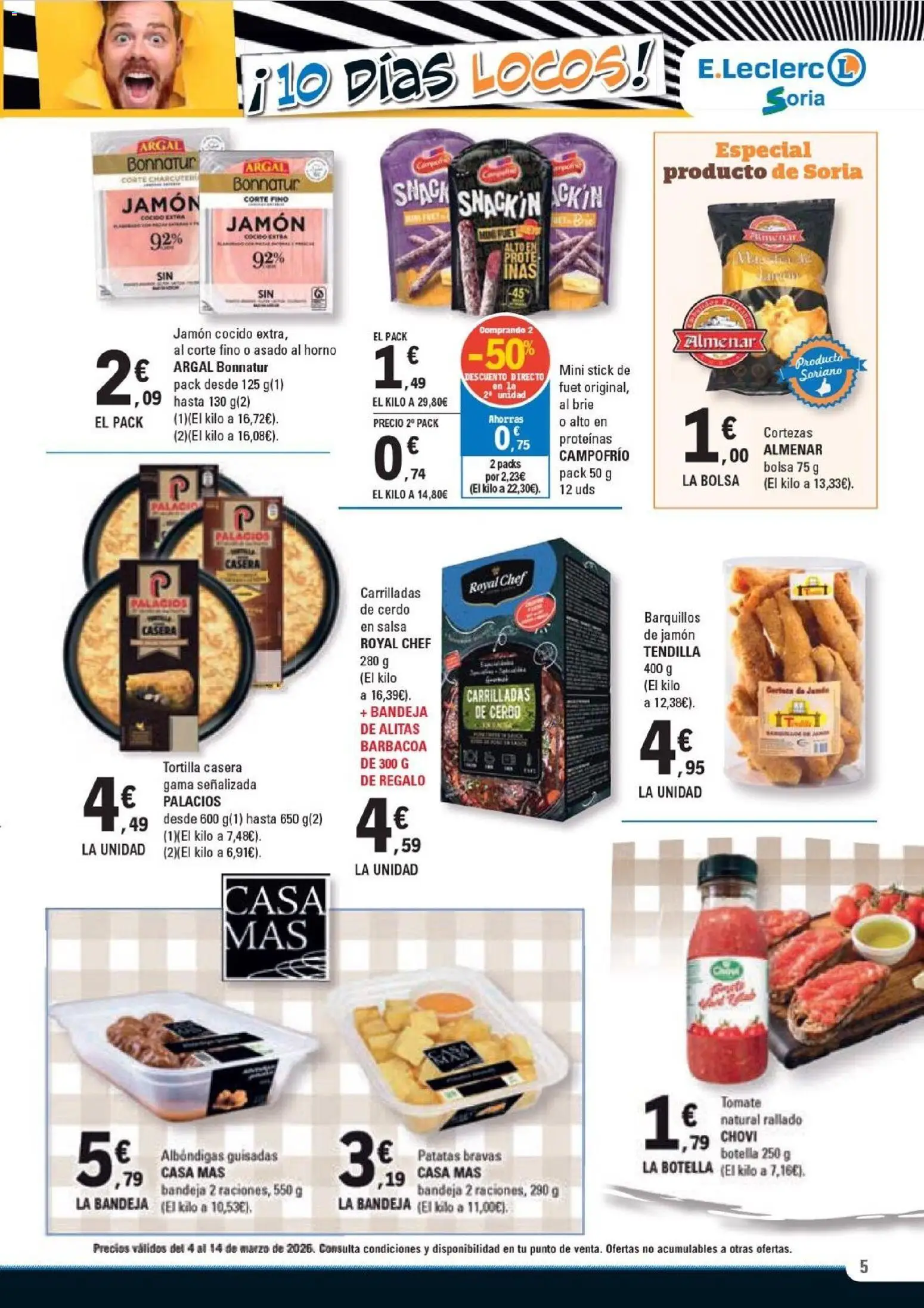 E.Leclerc Soria │ válido desde el 04.03.2026 | Página: 5 | Productos: Jamón, Jamón cocido, Horno, Bandeja