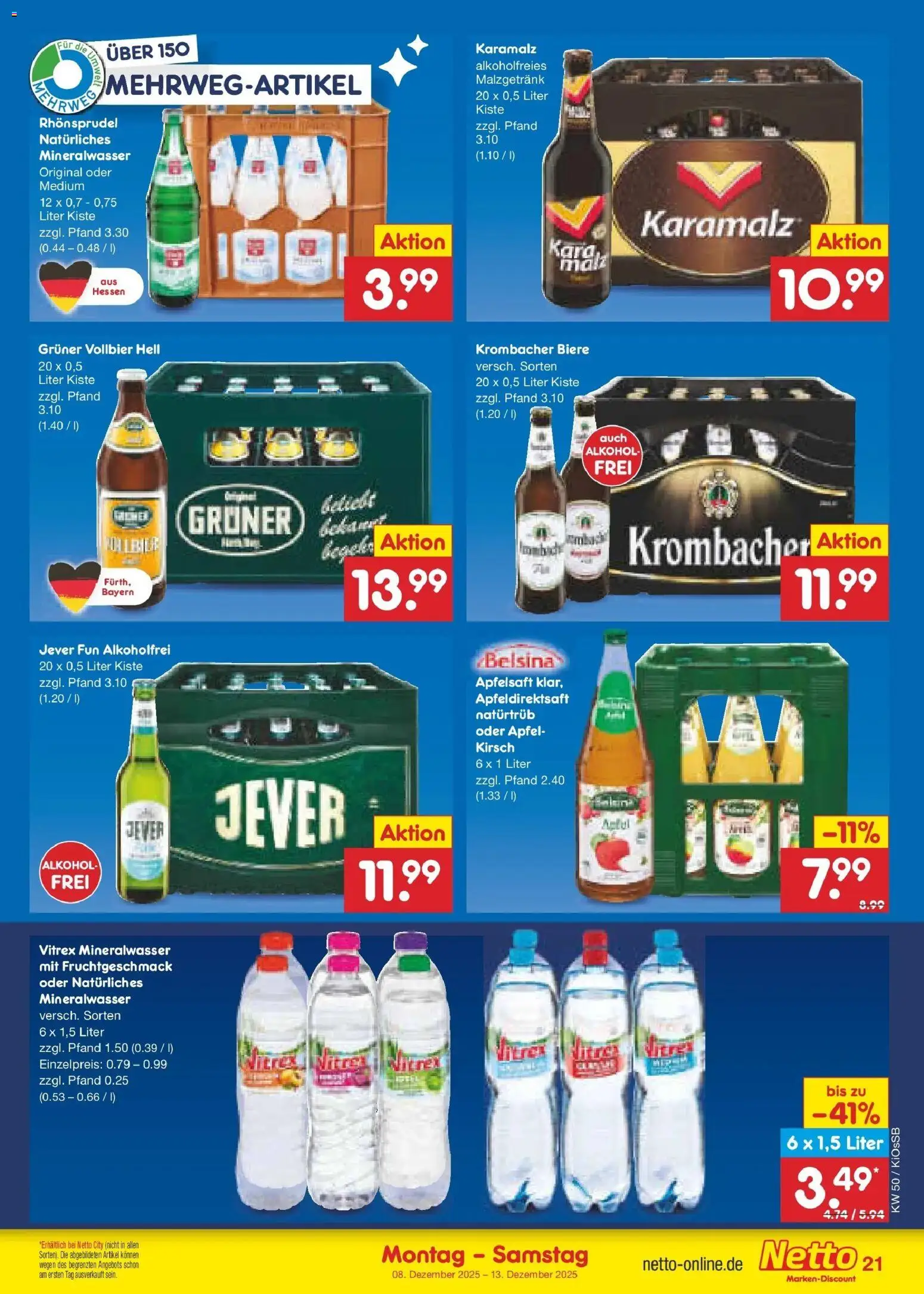 Netto Marken-Discount - Netto: Wochenangebote – gültig ab 08.12.2025 | Seite: 27 | Produkte: Äpfel, Apfelsaft, Mineralwasser, Jever