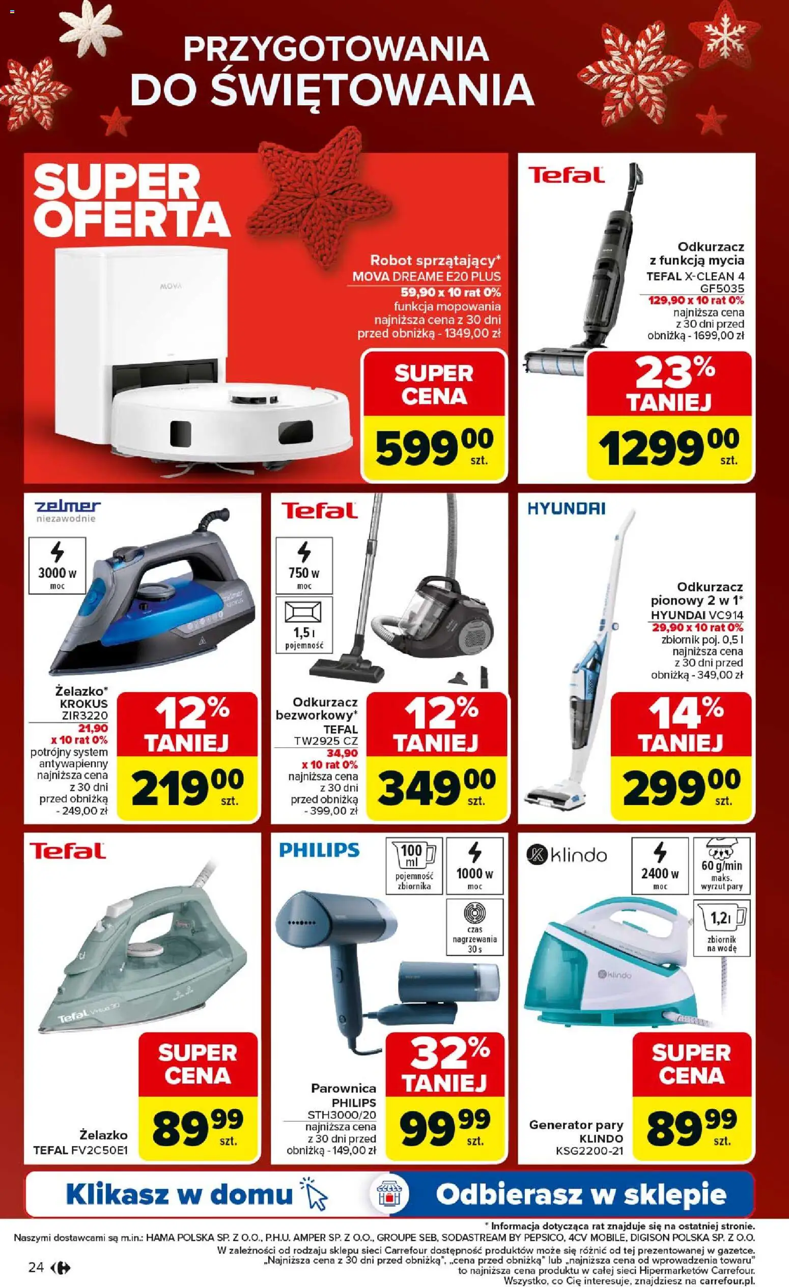 Carrefour Gazetka - Święta spełnionych marzeń od 01.12.2025 | Strona: 24 | Produkty: Robot, Odkurzacz pionowy, Parownica, Sodastream