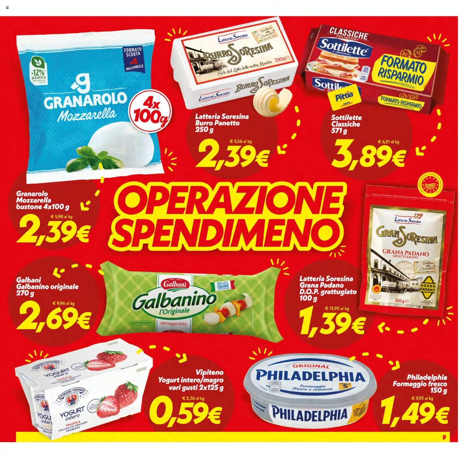 Volantino SuperConveniente del 05.01.2026 | Pagina: 9 | Prodotti: Mozzarella, Formaggio, Burro, Grana Padano