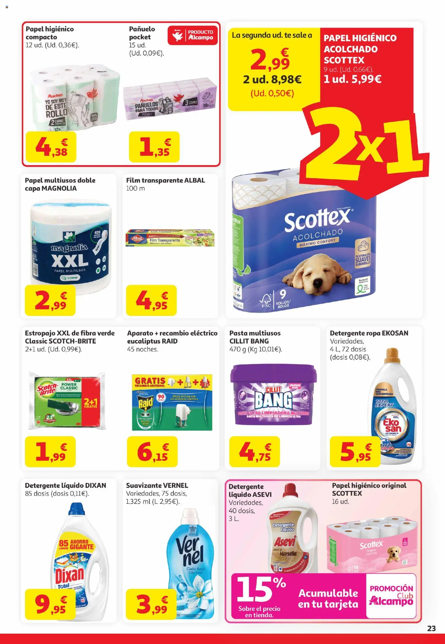 Alcampo Canarias │ válido desde el 21.04.2026 | Página: 23 | Productos: Pañuelo, Jabón, Papel higienico, Suavizante