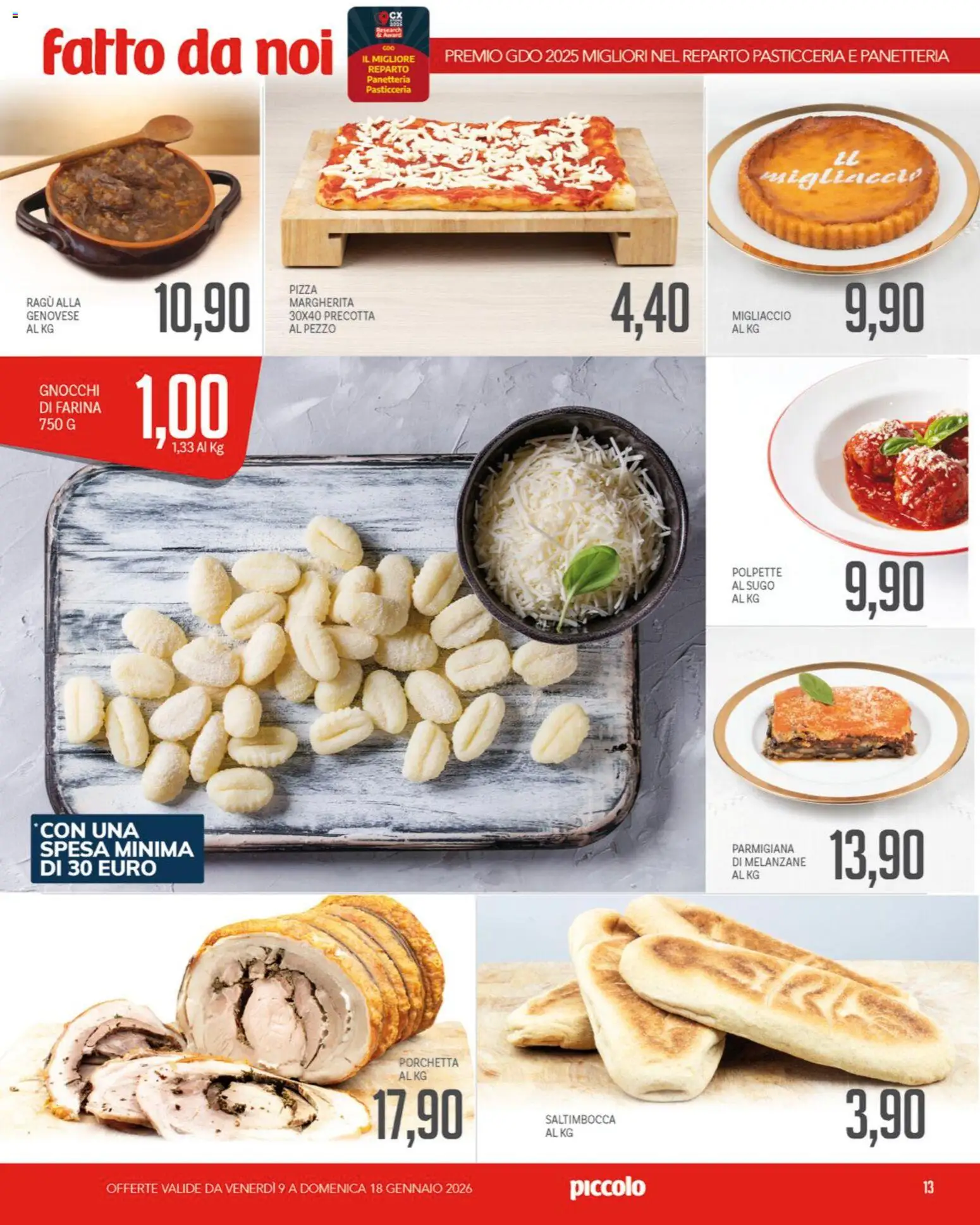 Volantino Piccolo del 09.01.2026 | Pagina: 13 | Prodotti: Pizza, Farina, Ragú, Polpette