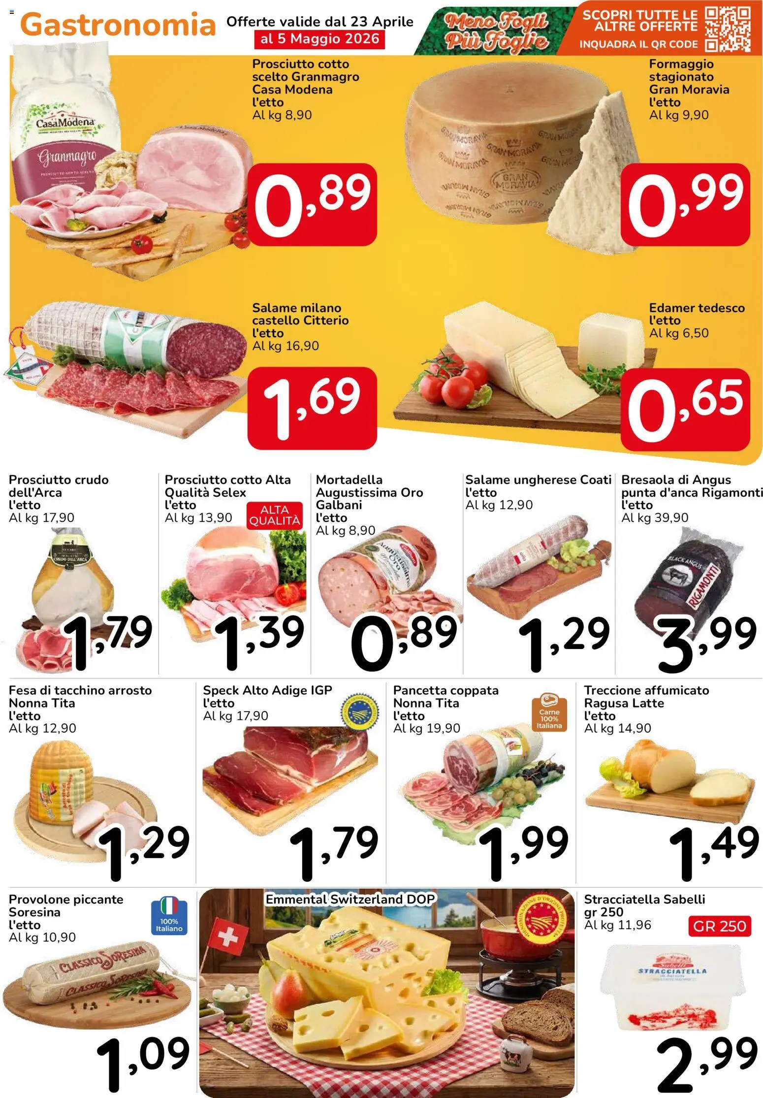 Volantino Famila del 23.04.2026 | Pagina: 7 | Prodotti: Bresaola, Latte, Mortadella, Emmental