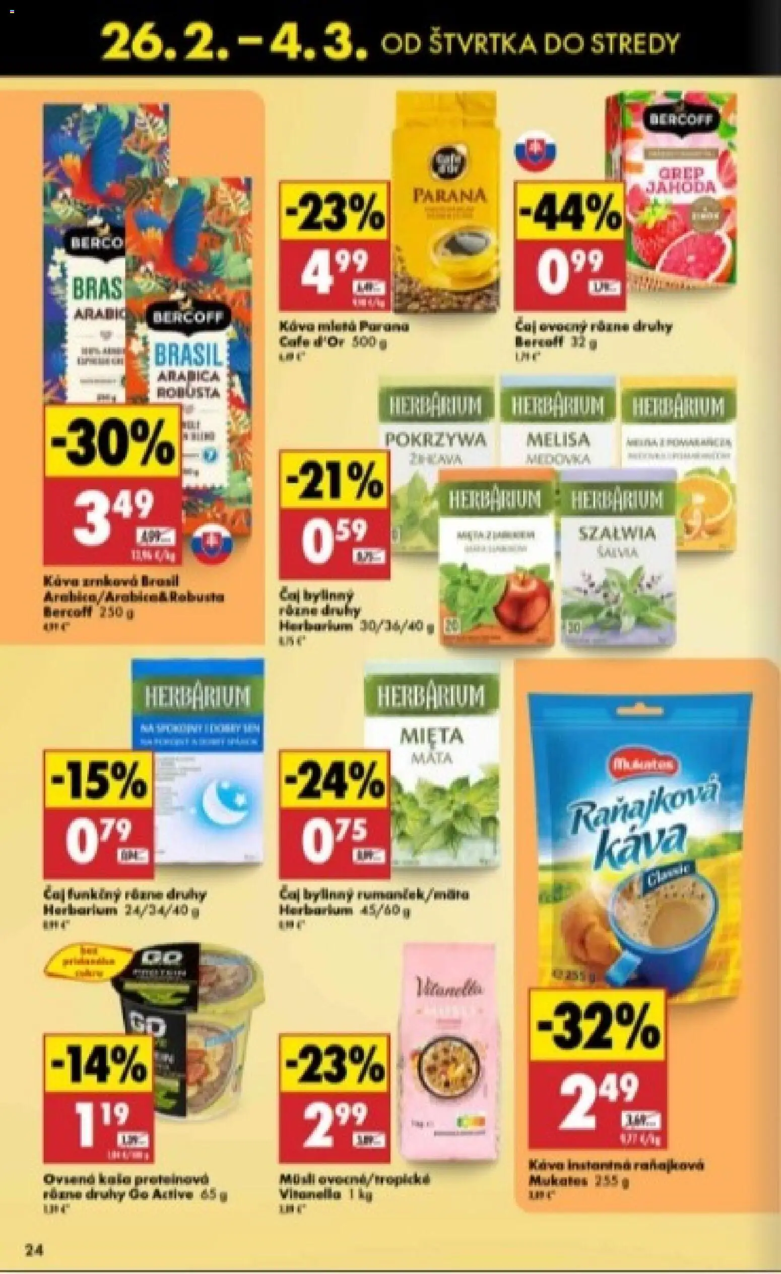 Nové Biedronka akcie – leták je platný od 26.02.2026 | Strana: 24 | Produkty: Káva, Čaj