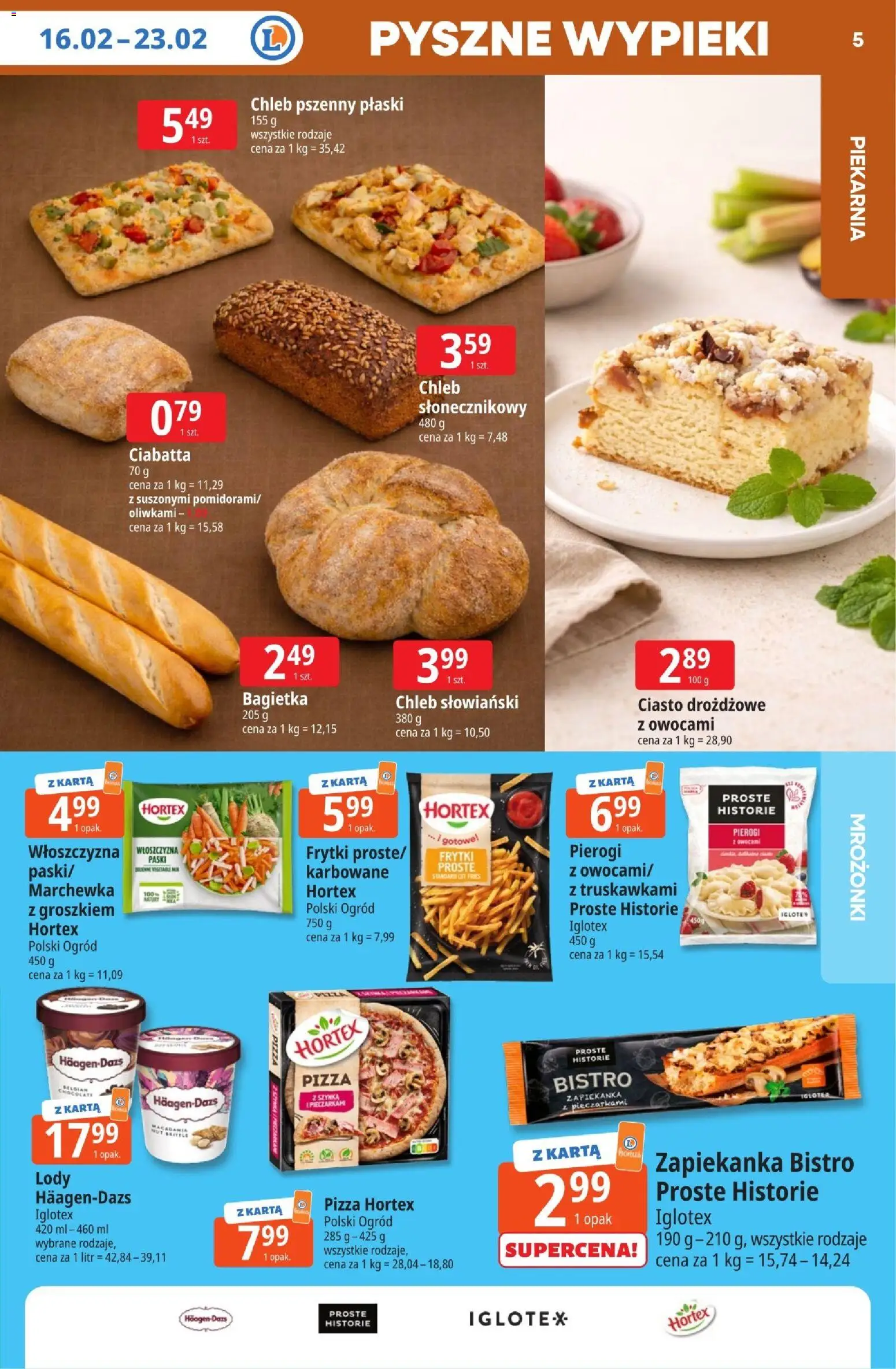 E.Leclerc Gazetka - Elbląg od 16.02.2026 | Strona: 5 | Produkty: Ciasto drożdżowe, Chleb, Pizza, Frytki
