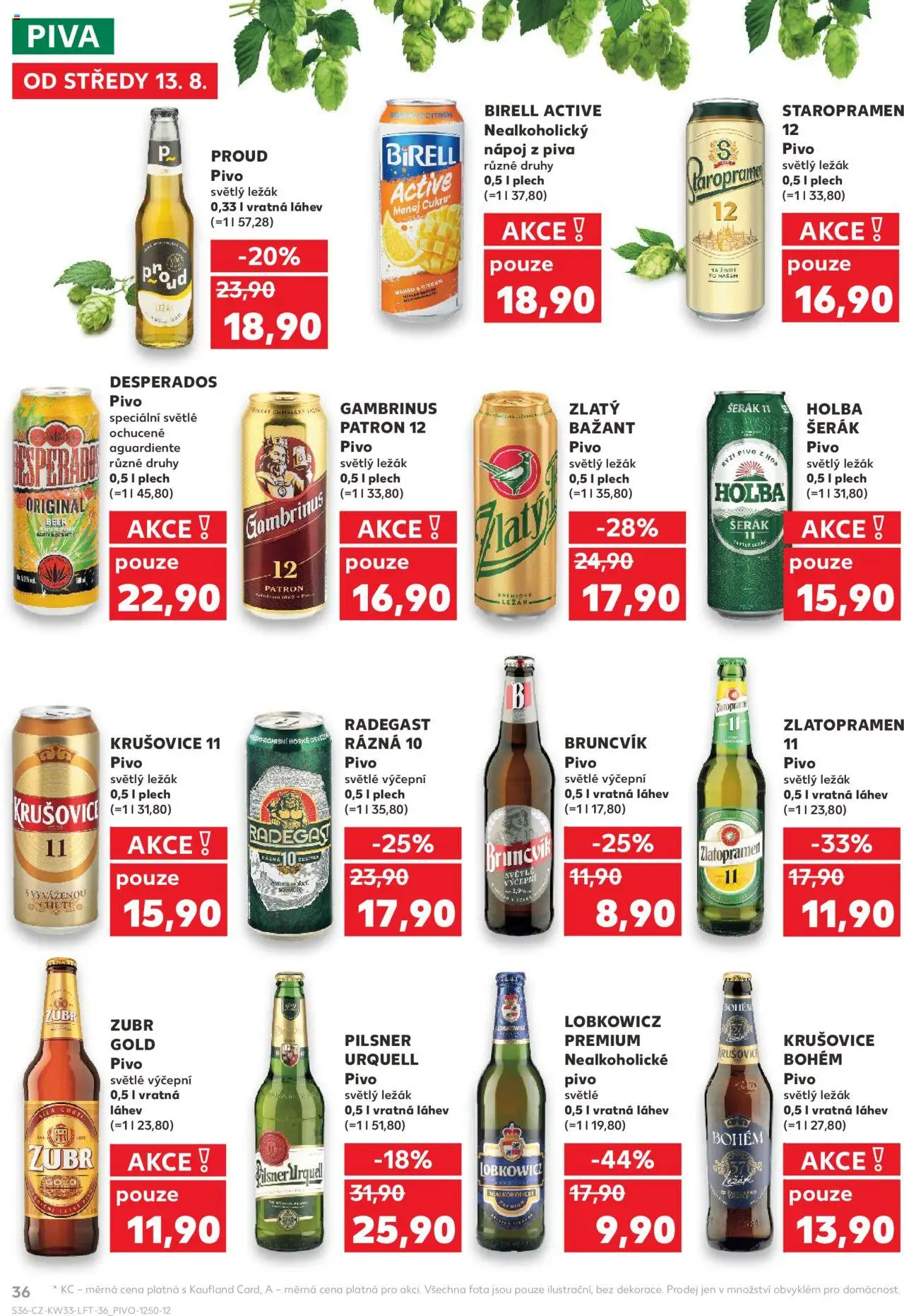 Kaufland leták - Brno od 13.08.2025 | Strana: 36 | Produkty: Zlatopramen, Staropramen 12, Zlatý Bažant, Pilsner Urquell