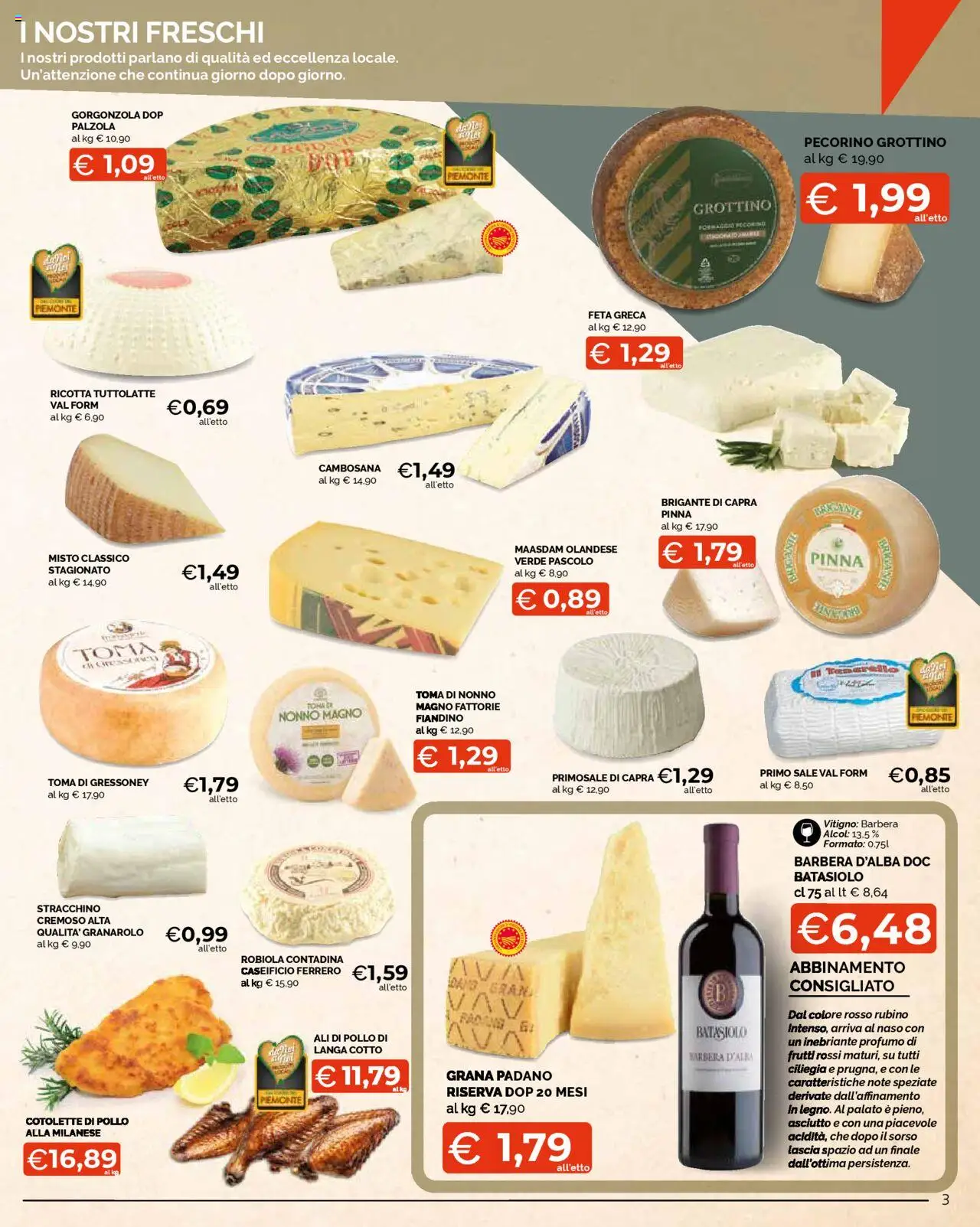Volantino Mercatò del 25.08.2025 | Pagina: 3 | Prodotti: Grana Padano, Feta, Gorgonzola, Pecorino