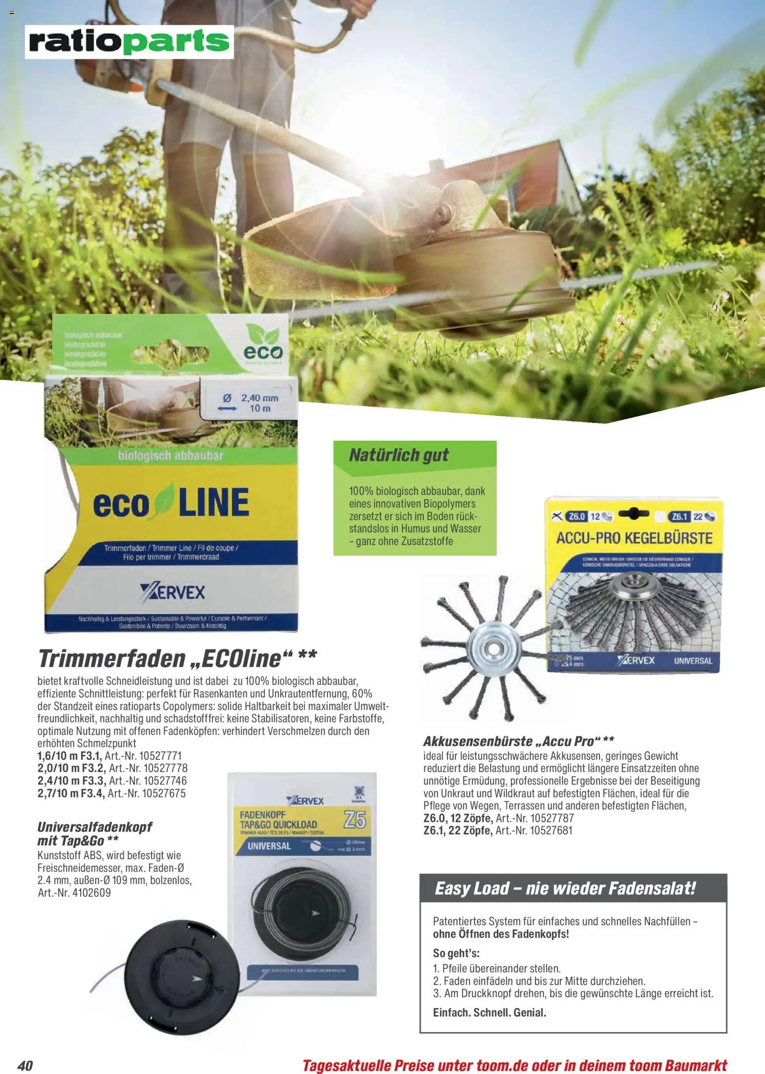 Toom Baumarkt Gartenpflege & Teich 2026 – gültig ab 20.02.2026 | Seite: 40 | Produkte: Gewicht, Wasser