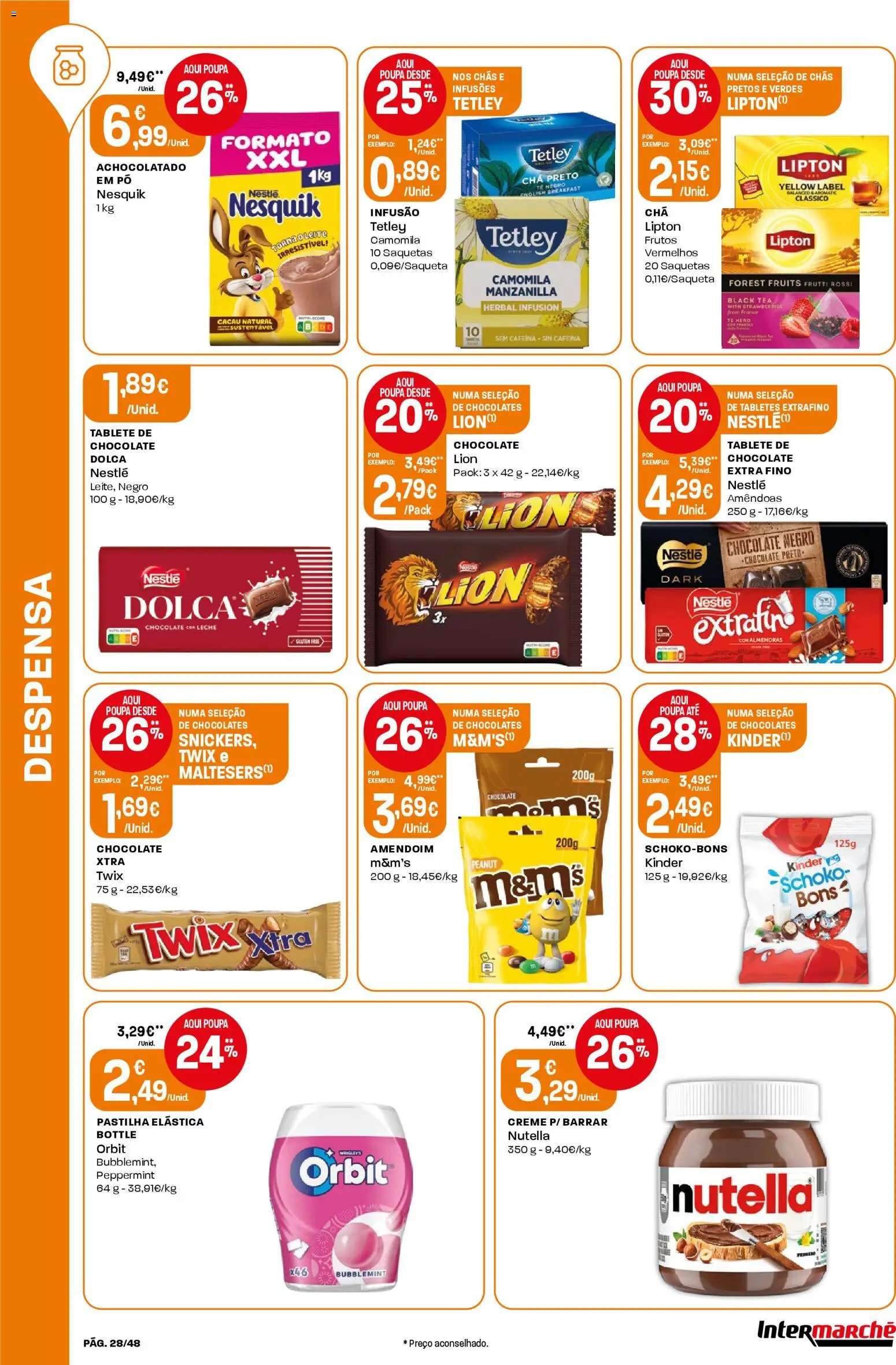 Intermarché folheto │ válido de 19.03.2026 | Página: 28 | Produtos: Chás, Nestlé, Chocolate, Chá