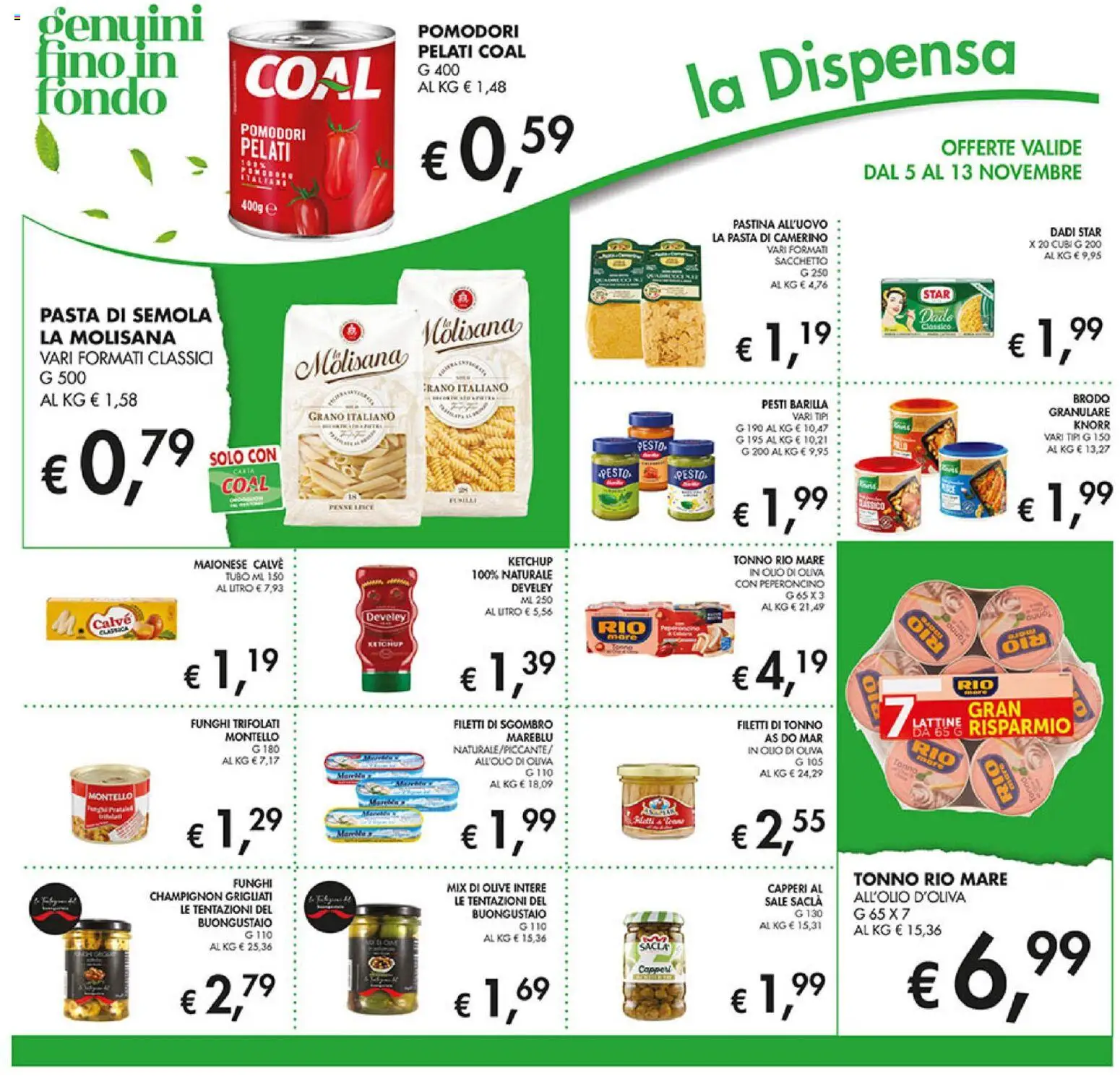 Volantino Coal del 05.11.2025 | Pagina: 20 | Prodotti: Ketchup, Pomodori, Pasta, Olio di Oliva