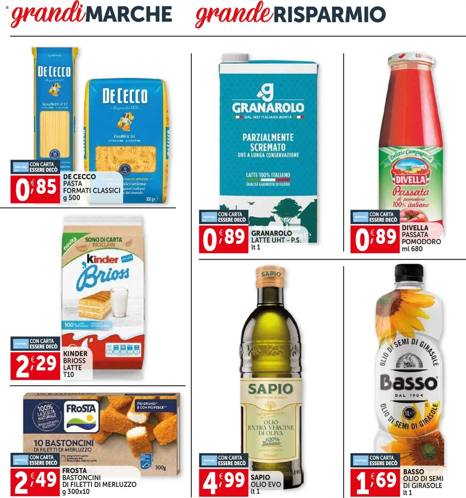 Volantino Decò del 12.03.2026 | Pagina: 2 | Prodotti: Latte, Pasta, Olio extra vergine, Olio di semi di girasole