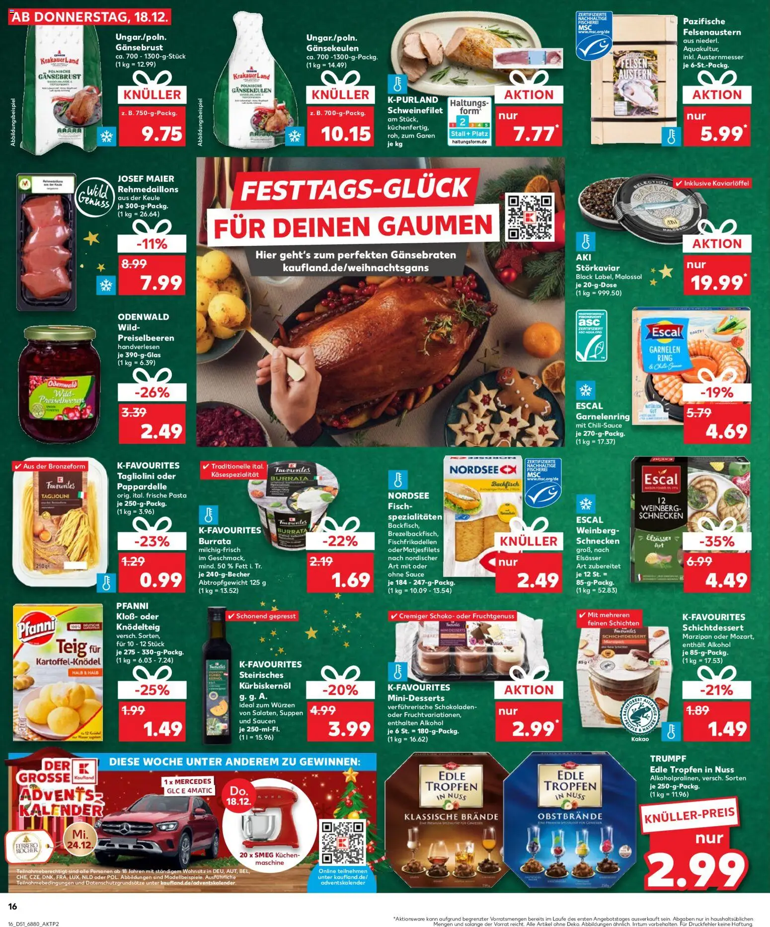 Kaufland prospekt Völklingen	 – gültig ab 21.12.2025 | Seite: 16 | Produkte: Garnelen, Fisch, Burrata, Pasta