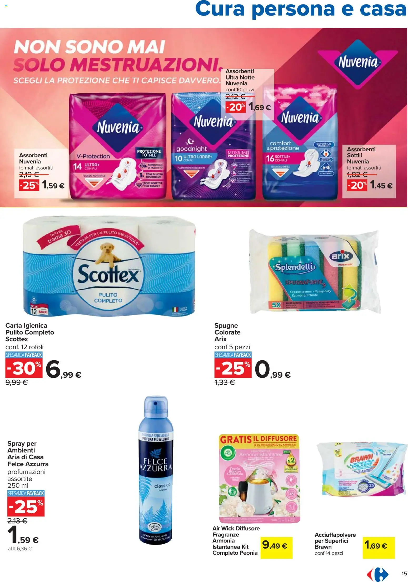 Volantino Carrefour del 27.11.2025 | Pagina: 15 | Prodotti: Carta igienica, Tè, Diffusore spray