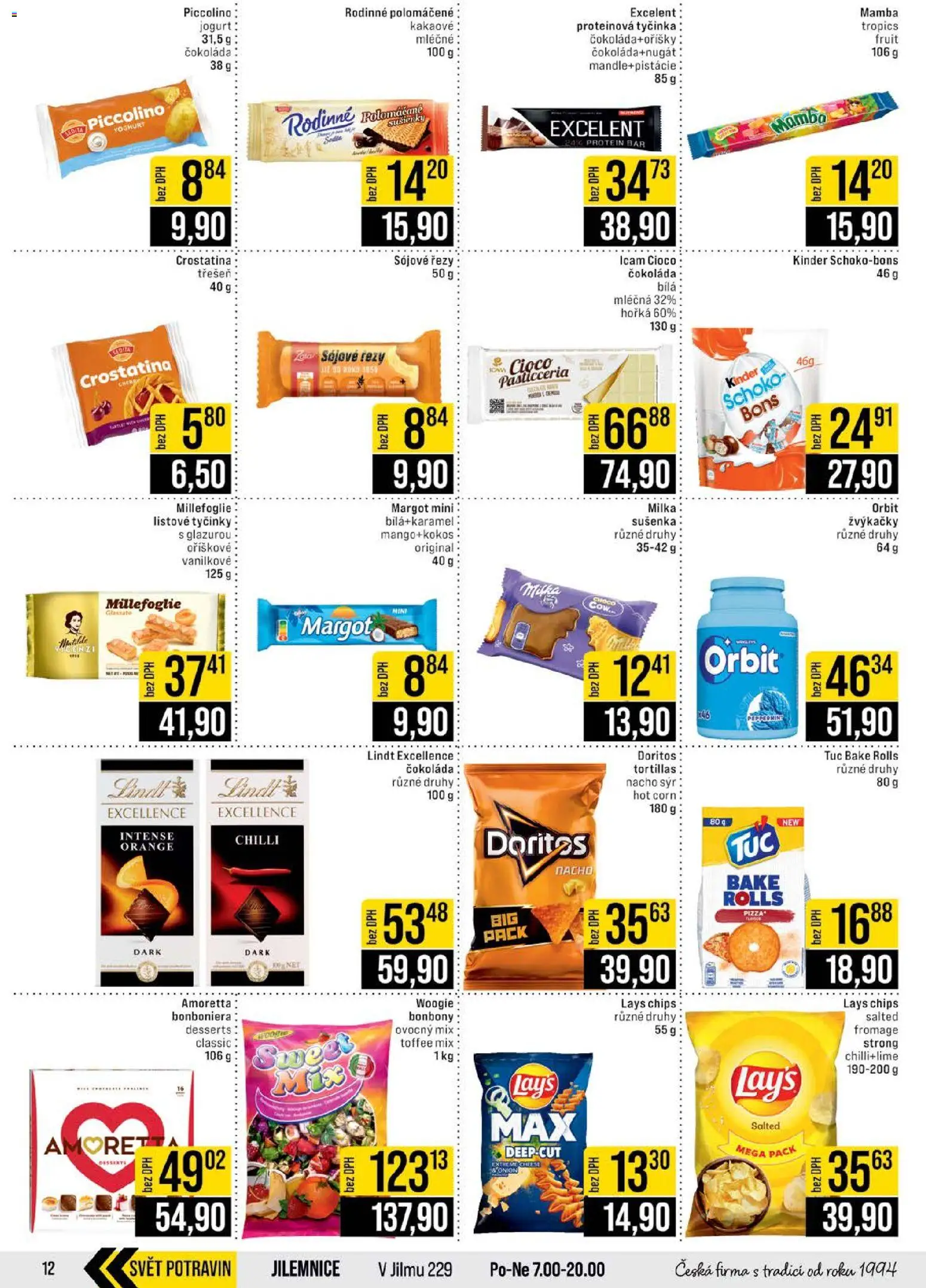Jip leták - Cash & Carry od 14.01.2026 | Strana: 12 | Produkty: Lindt, Proteinová tyčinka, Tyčinky, Lay's