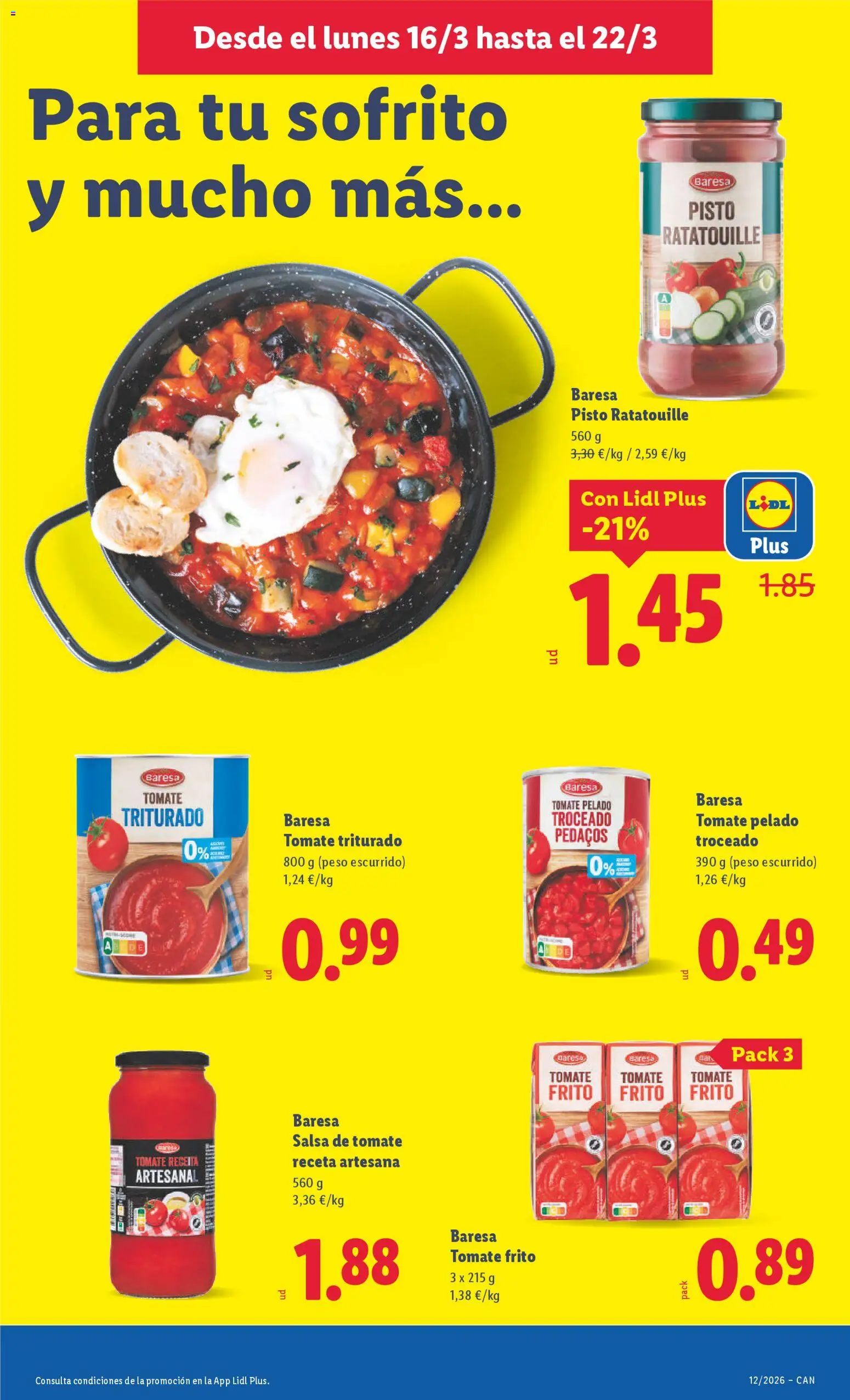 Lidl folleto │ válido desde el 16.03.2026 | Página: 13 | Productos: Salsa de tomate, Peso, Tomate triturado