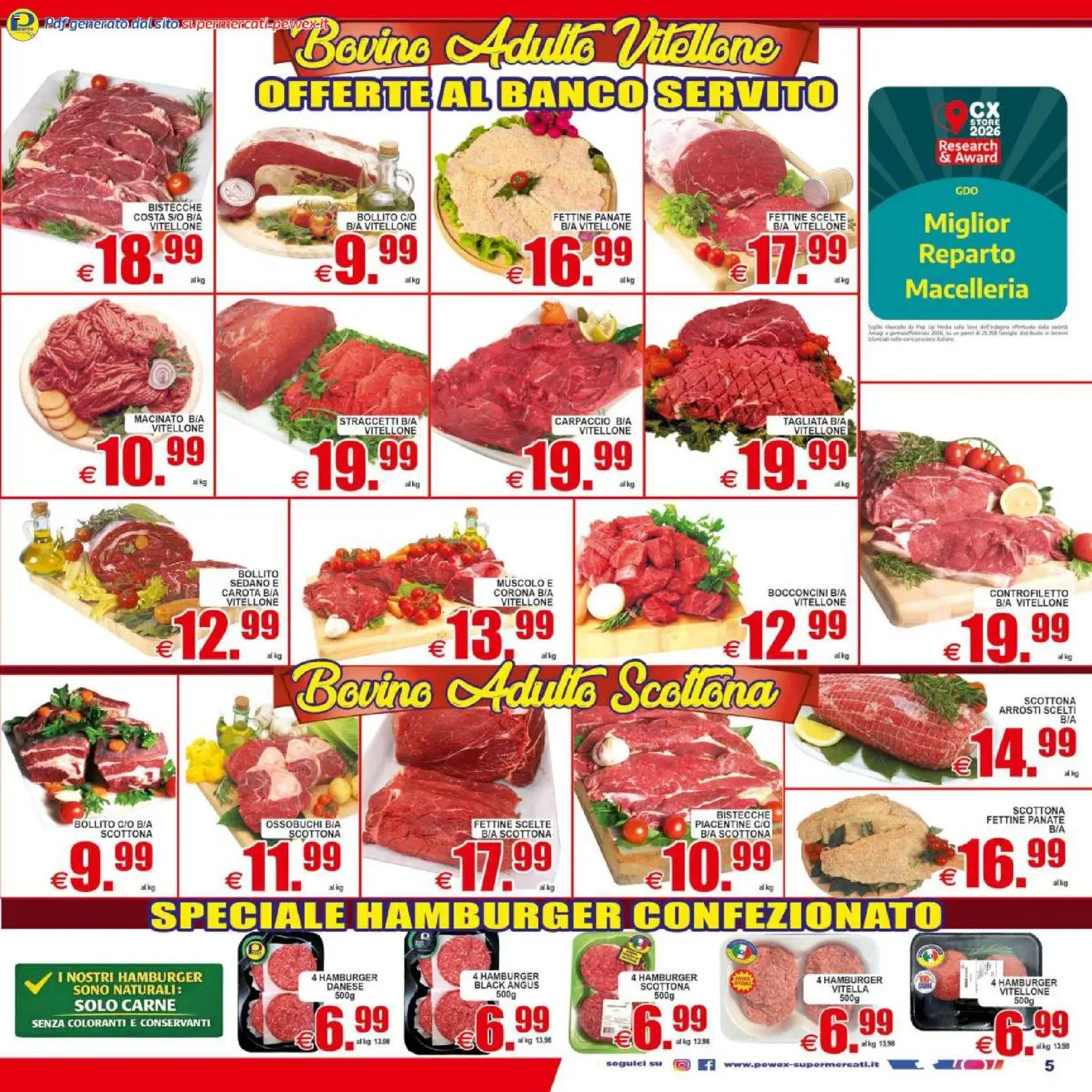 Volantino Pewex del 29.04.2026 | Pagina: 5 | Prodotti: Bovino, Carota, Sedano, Hamburger