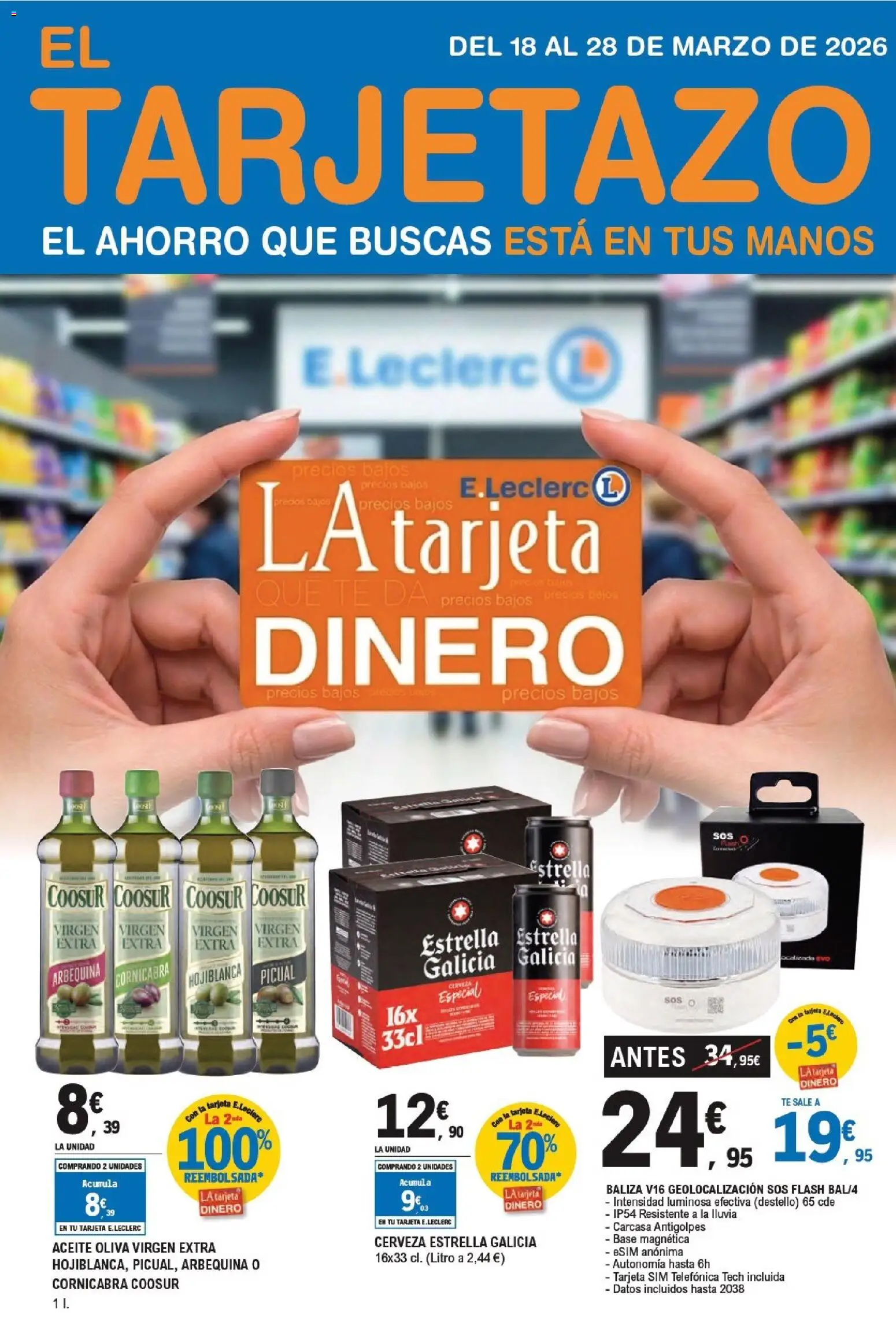 E.Leclerc -Tarjetazo │ válido desde el 18.03.2026 | Página: 1 | Productos: Aceite, Cerveza, Té