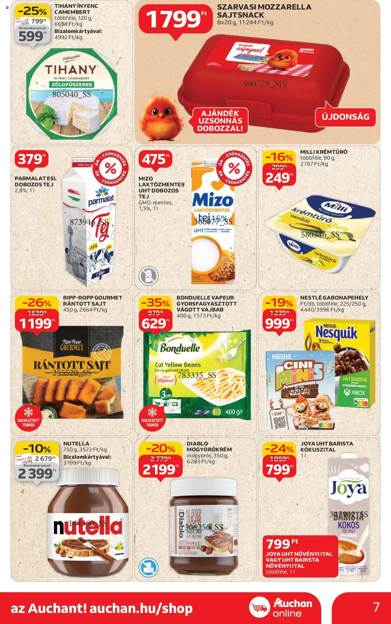 Auchan akciós ujság - amely érvényes a következő dátumtól: 21.08.2025 | Oldal: 7 | Termékek: Gabonapehely, Tihany, Tej, Mogyorókrém