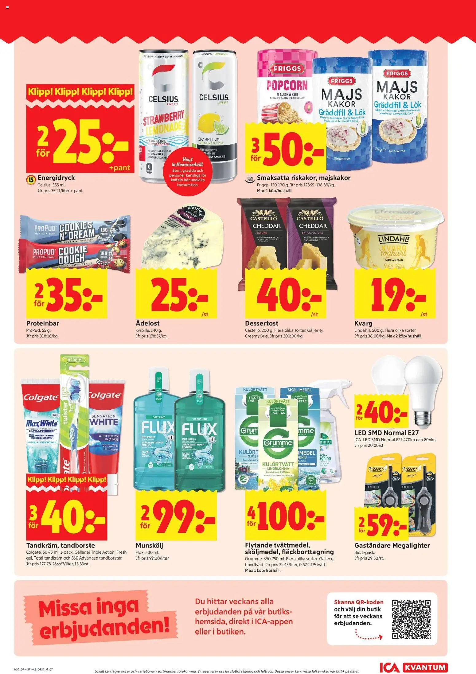 ICA Kvantum reklamblad aktuell från 02.03.2026 | Sida: 7 | Produkter: Cheddar, Proteinbar, Yoghurt, Gräddfil