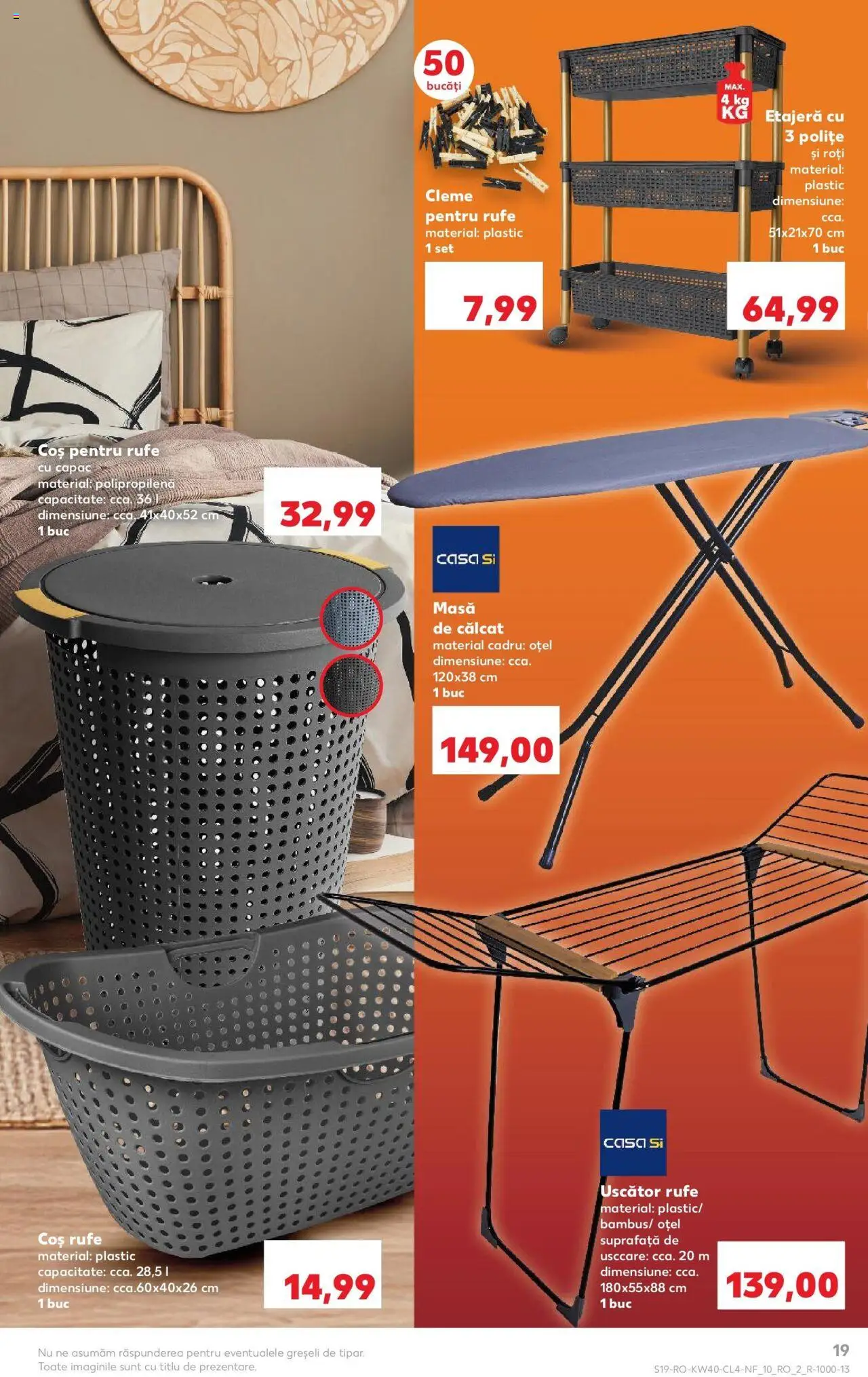 Noul catalog Kaufland – valabil de la 01.10.2025 | Pagină: 19 | Produse: Uscător, Masă, Etajeră, Masă de călcat