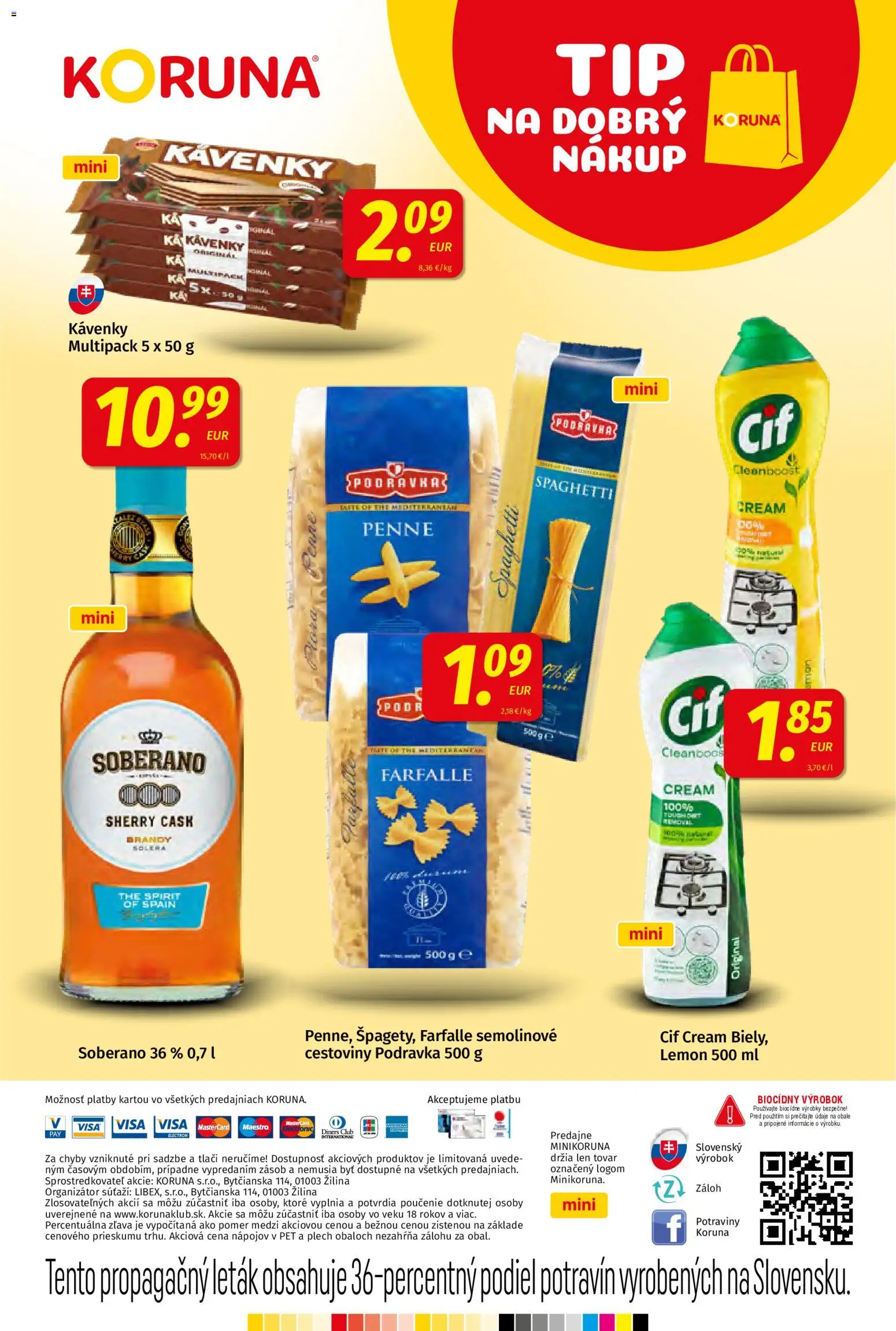 Nové Koruna akcie – leták je platný od 24.04.2026 | Strana: 24 | Produkty: Cestoviny, Soberano, Brandy, Cif