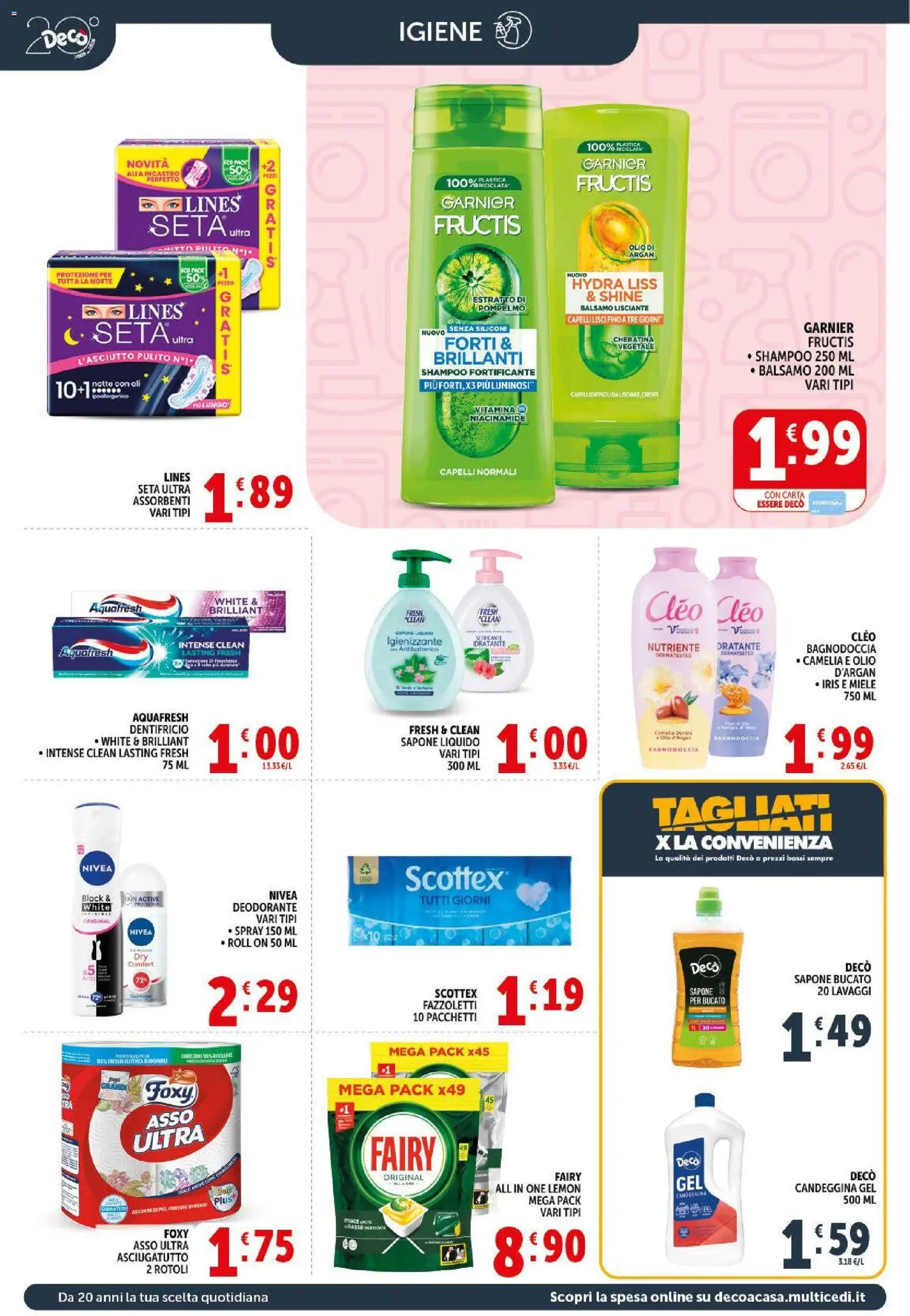 Volantino Decò del 10.04.2026 | Pagina: 18 | Prodotti: Dentifricio, Fazzoletti, Olio, Miele