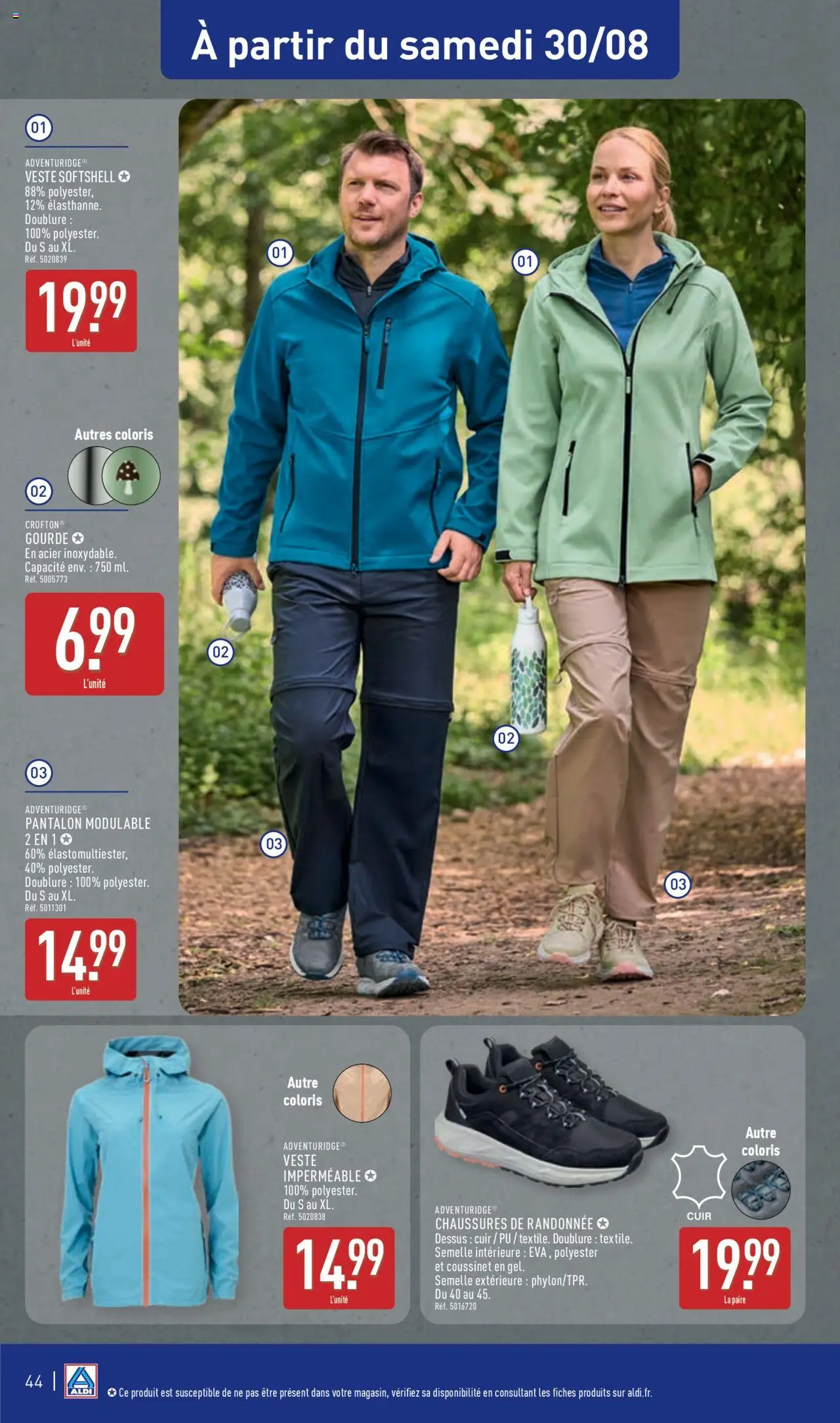  | Page: 47 | Produits: Gourde, Chaussures de randonnée, Veste, Pantalon