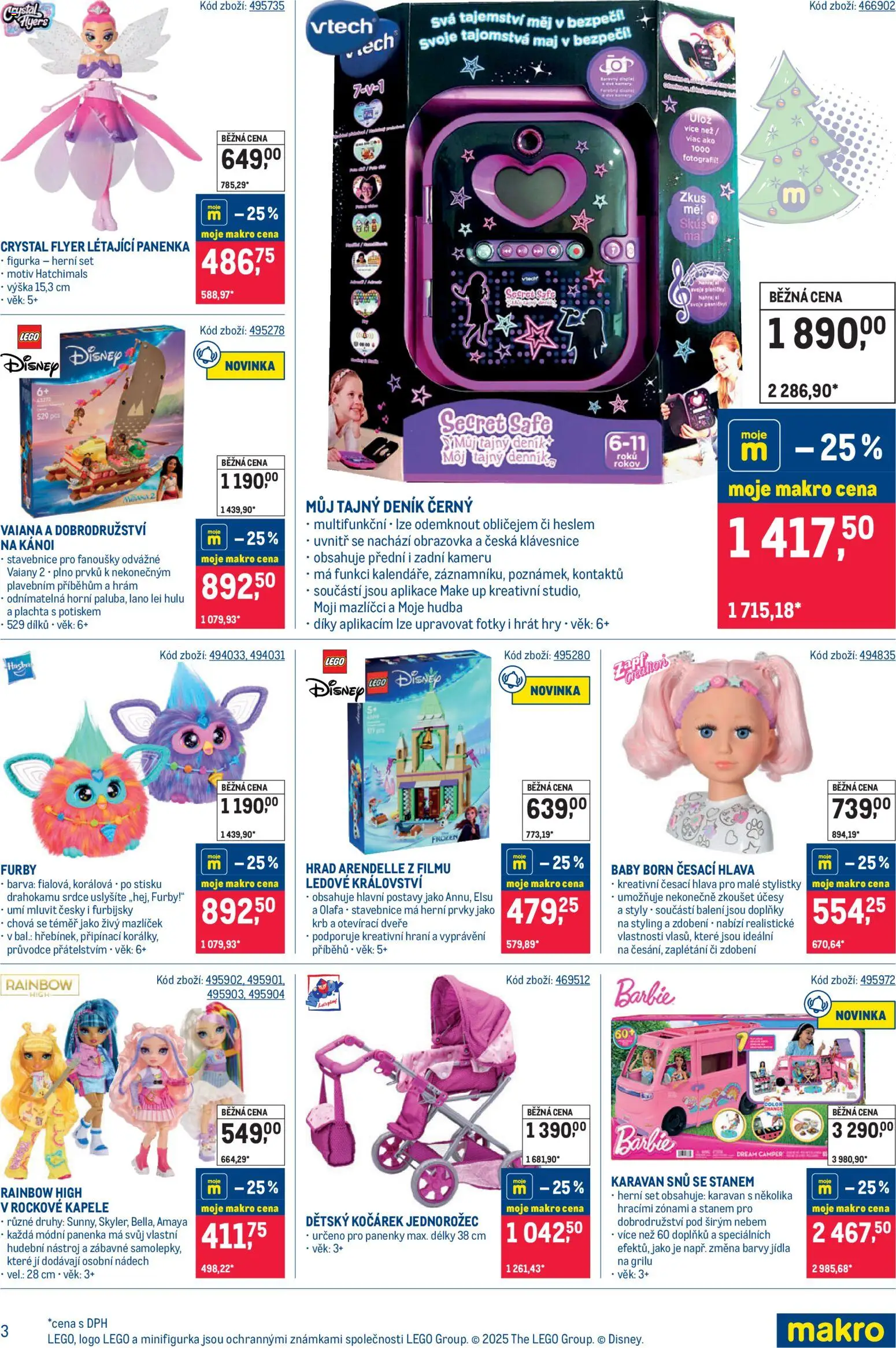 Makro leták - Hračky od 05.11.2025 | Strana: 3 | Produkty: Česací hlava, Barbie, Kočárek, Hudební nástroj