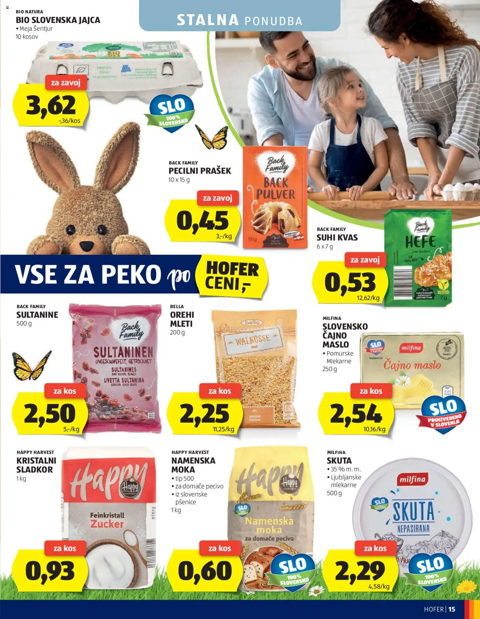 Novi Hofer katalog ponudbe – veljaven od 25.03.2026 | Stran: 15 | Izdelki: Prašek, Moka, Kos, Sladkor