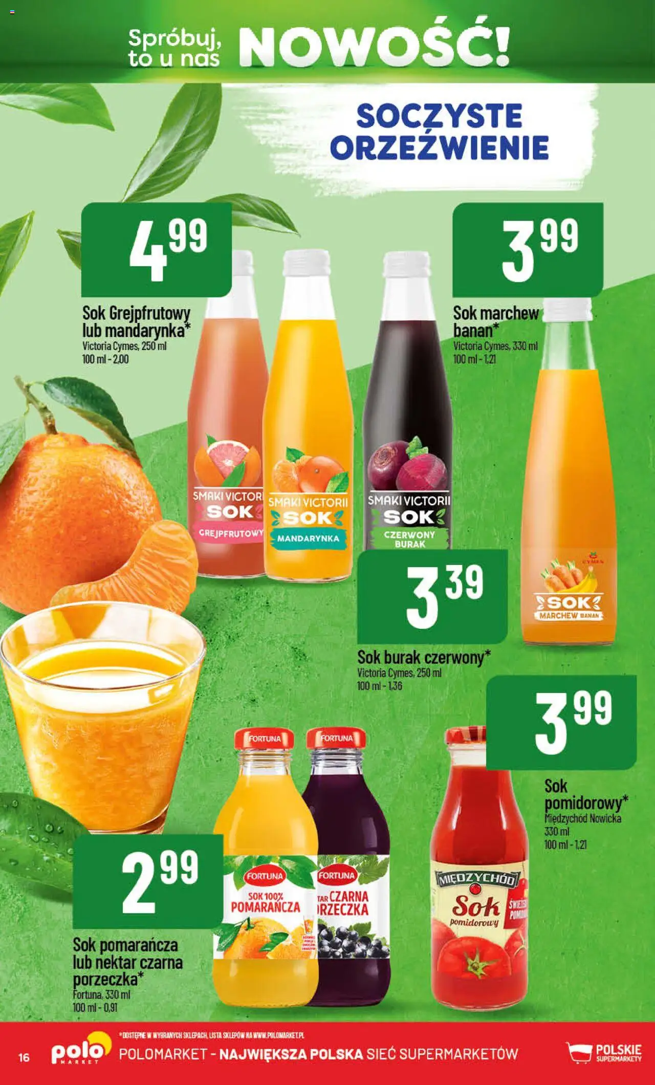 POLOmarket Gazetka - Nowości od 14.08.2025 | Strona: 16 | Produkty: Burak, Sok grejpfrutowy, Sok, Banan