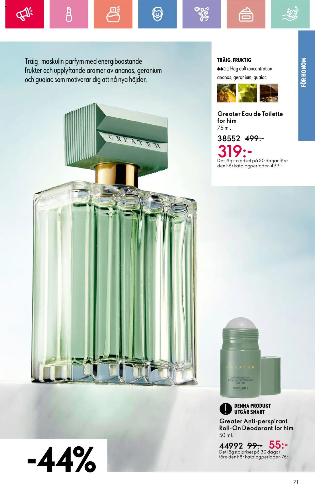 Oriflame reklamblad aktuell från 01.06.2025 | Sida: 71 | Produkter: Parfym, Eau de toilette, Deodorant, Antiperspirant