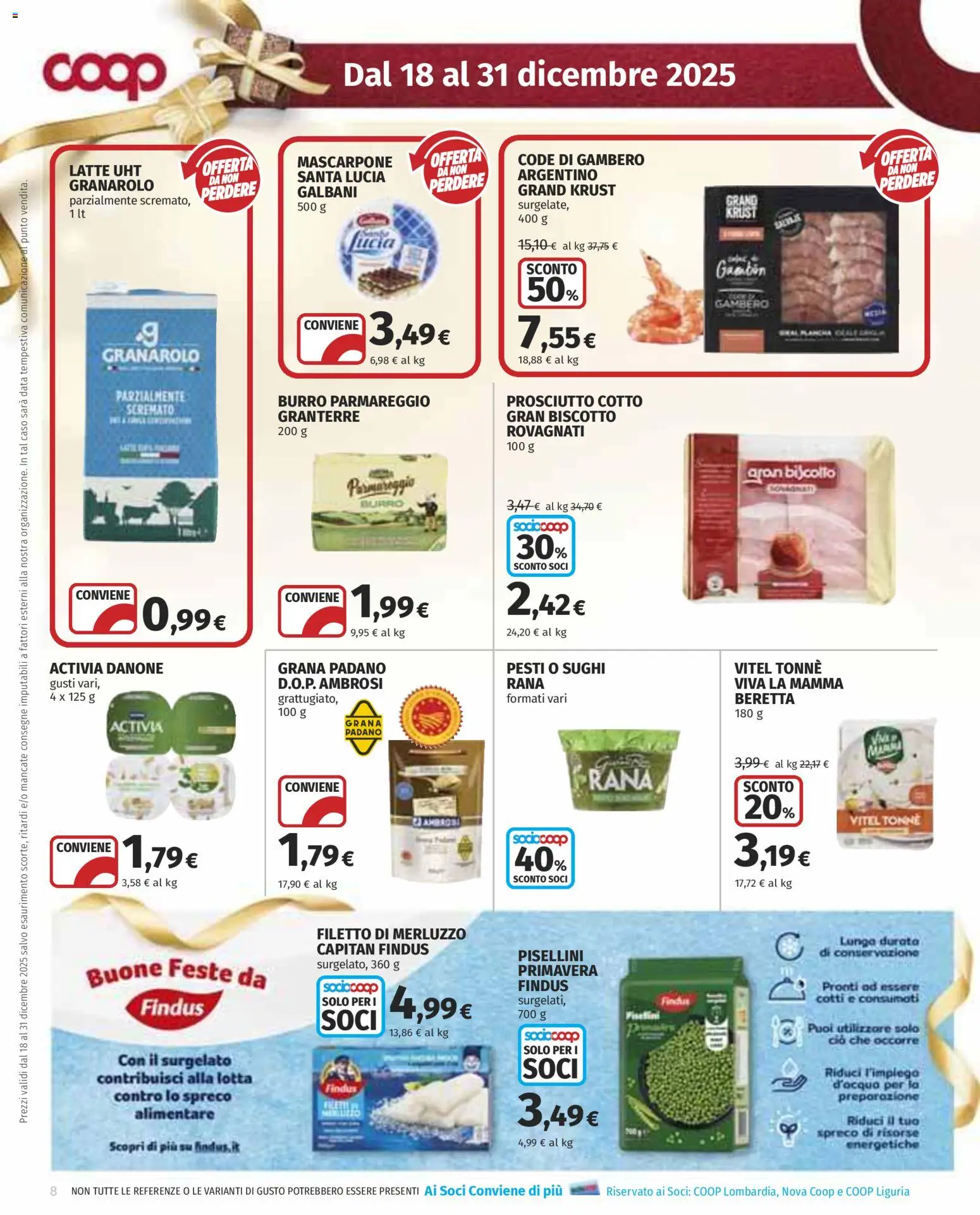 Volantino COOP del 18.12.2025 | Pagina: 8 | Prodotti: Prosciutto Cotto, Prosciutto, Burro, Mascarpone