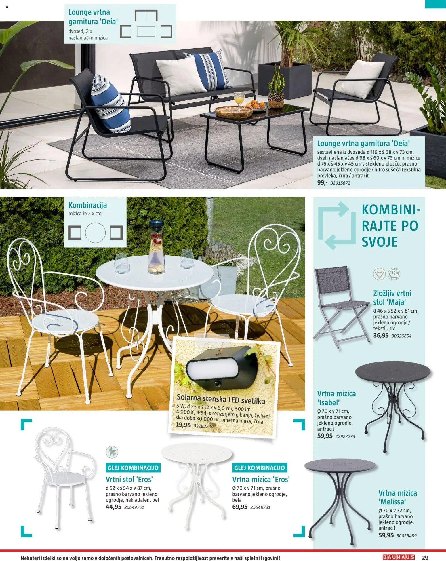 Novi Bauhaus katalog ponudbe – veljaven od 22.04.2026 | Stran: 29 | Izdelki: Led svetilka, Vrtna mizica, Naslanjač, Svetilka