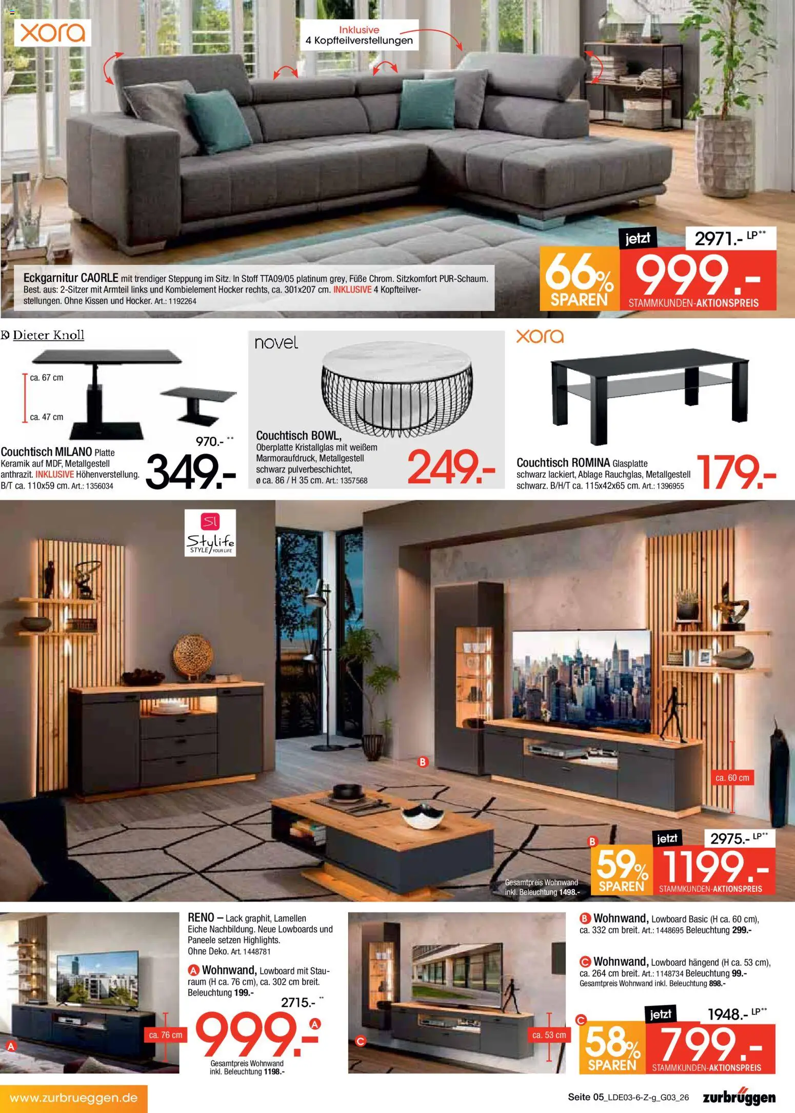 Zurbrüggen Bonus Sonder-Tage – gültig ab 15.03.2026 | Seite: 5 | Produkte: Hocker, Wohnwand, Lowboard, Couchtisch